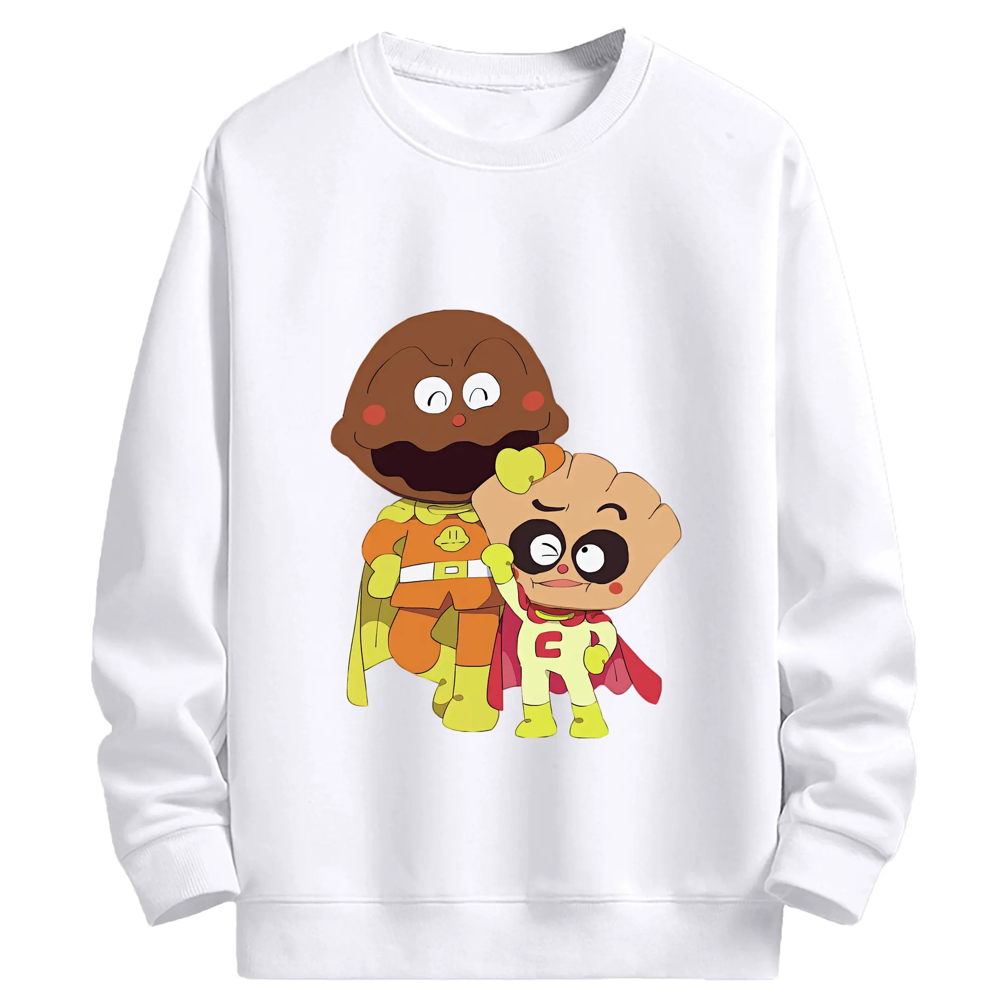 アンパンマン グッズ,カレーパンマン - 高品質 クルーネック スウェット ・ コットン59％ ポリエステル41％ ・ ユニセックス 長袖 トレーナー ・ カジュアル デイリー スポーツ 散歩用