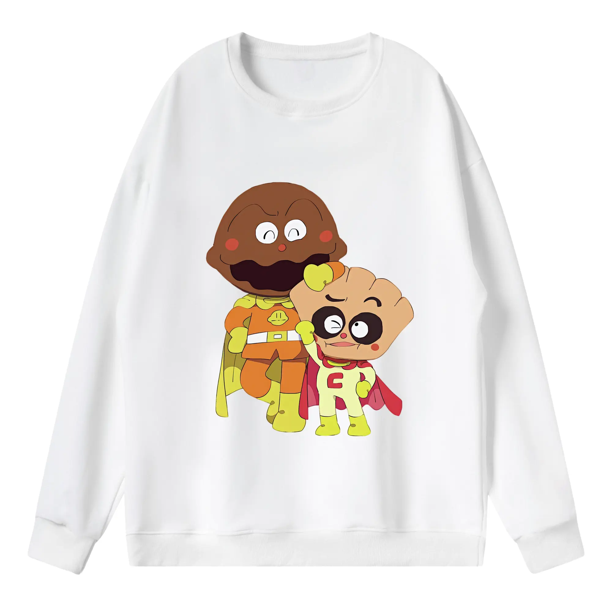 アンパンマン グッズ,カレーパンマン - 薄手 クルーネック スウェット 裏毛260g · ポリエステル 春秋向け カジュアル 男女兼用 · トレーナー デイリー スポーツ 散歩に最適