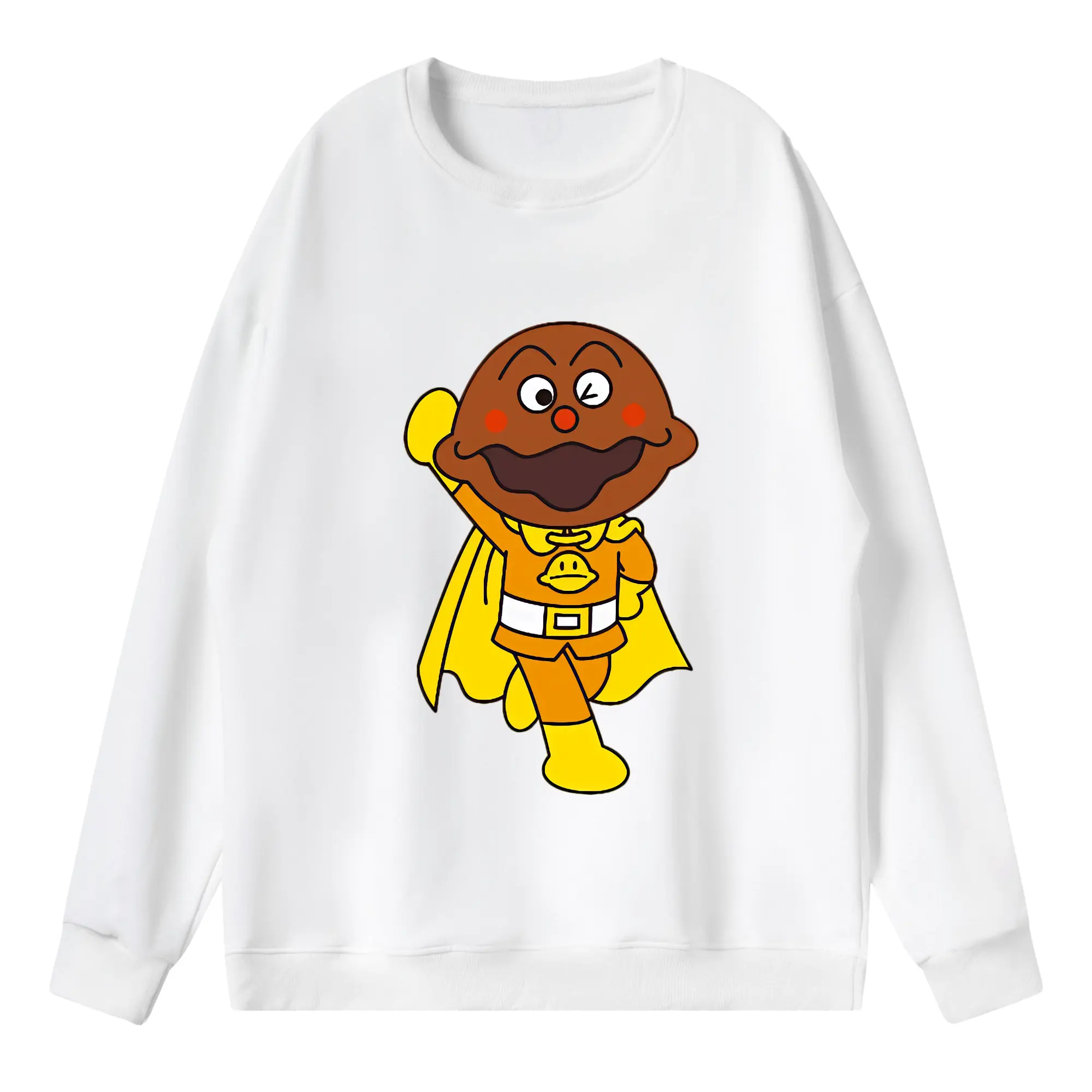 アンパンマン グッズ,カレーパンマン - 薄手 クルーネック スウェット 裏毛260g · ポリエステル 春秋向け カジュアル 男女兼用 · トレーナー デイリー スポーツ 散歩に最適
