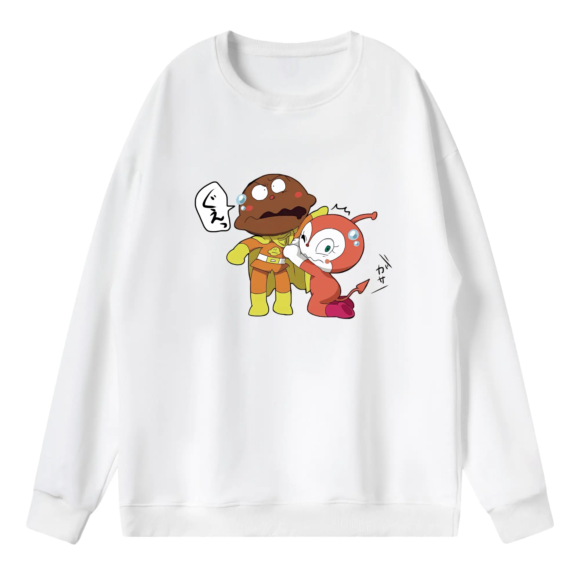 アンパンマン グッズ,カレーパンマン - 薄手 クルーネック スウェット 裏毛260g · ポリエステル 春秋向け カジュアル 男女兼用 · トレーナー デイリー スポーツ 散歩に最適