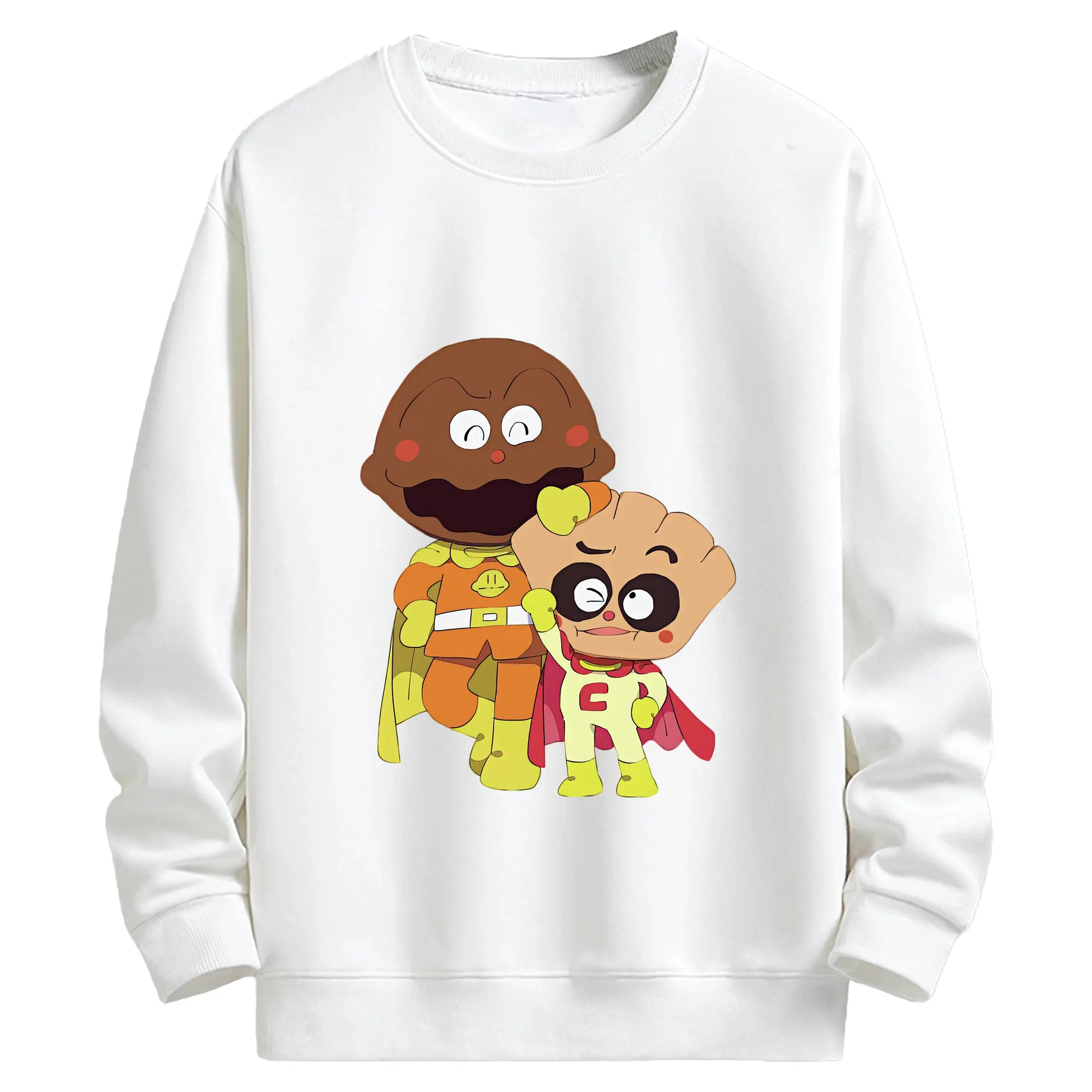 アンパンマン グッズ,カレーパンマン - キッズ クルーネックスウェットシャツ ・ フロントプリント ・ 綿80％ ポリエステル20％ ・ 快適 通学 スポーツ 日常使い お散歩用