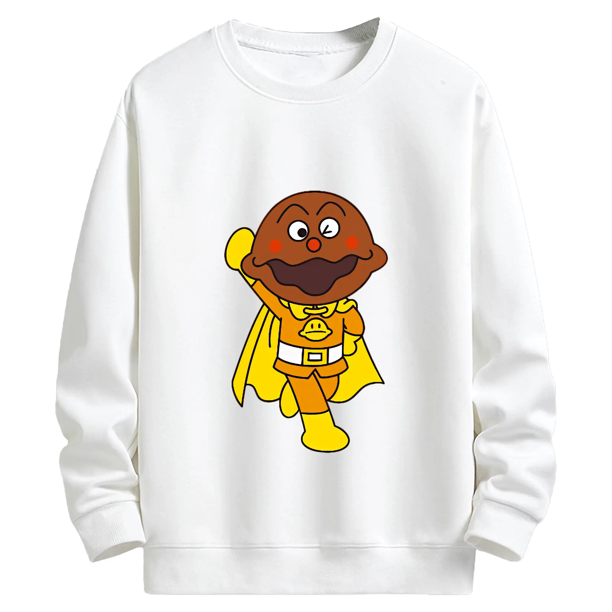 アンパンマン グッズ,カレーパンマン - キッズ クルーネックスウェットシャツ ・ フロントプリント ・ 綿80％ ポリエステル20％ ・ 快適 通学 スポーツ 日常使い お散歩用