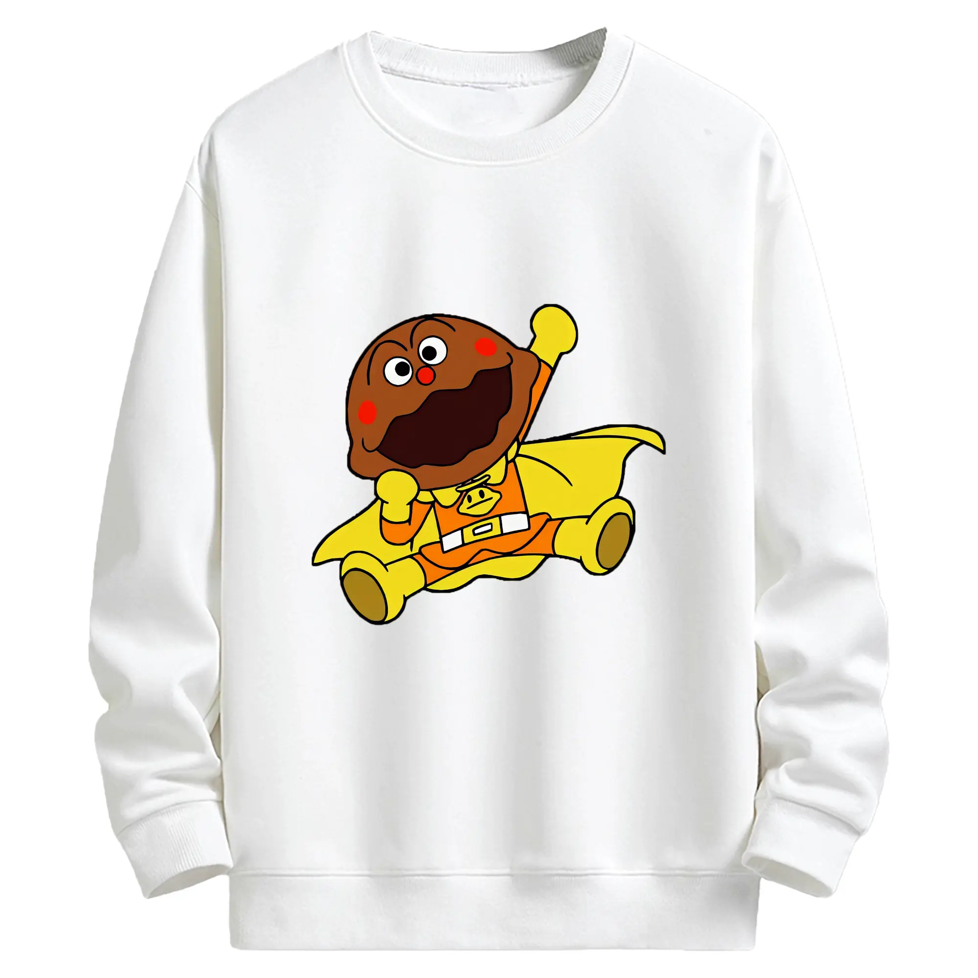 アンパンマン グッズ,カレーパンマン - キッズ クルーネックスウェットシャツ ・ フロントプリント ・ 綿80％ ポリエステル20％ ・ 快適 通学 スポーツ 日常使い お散歩用
