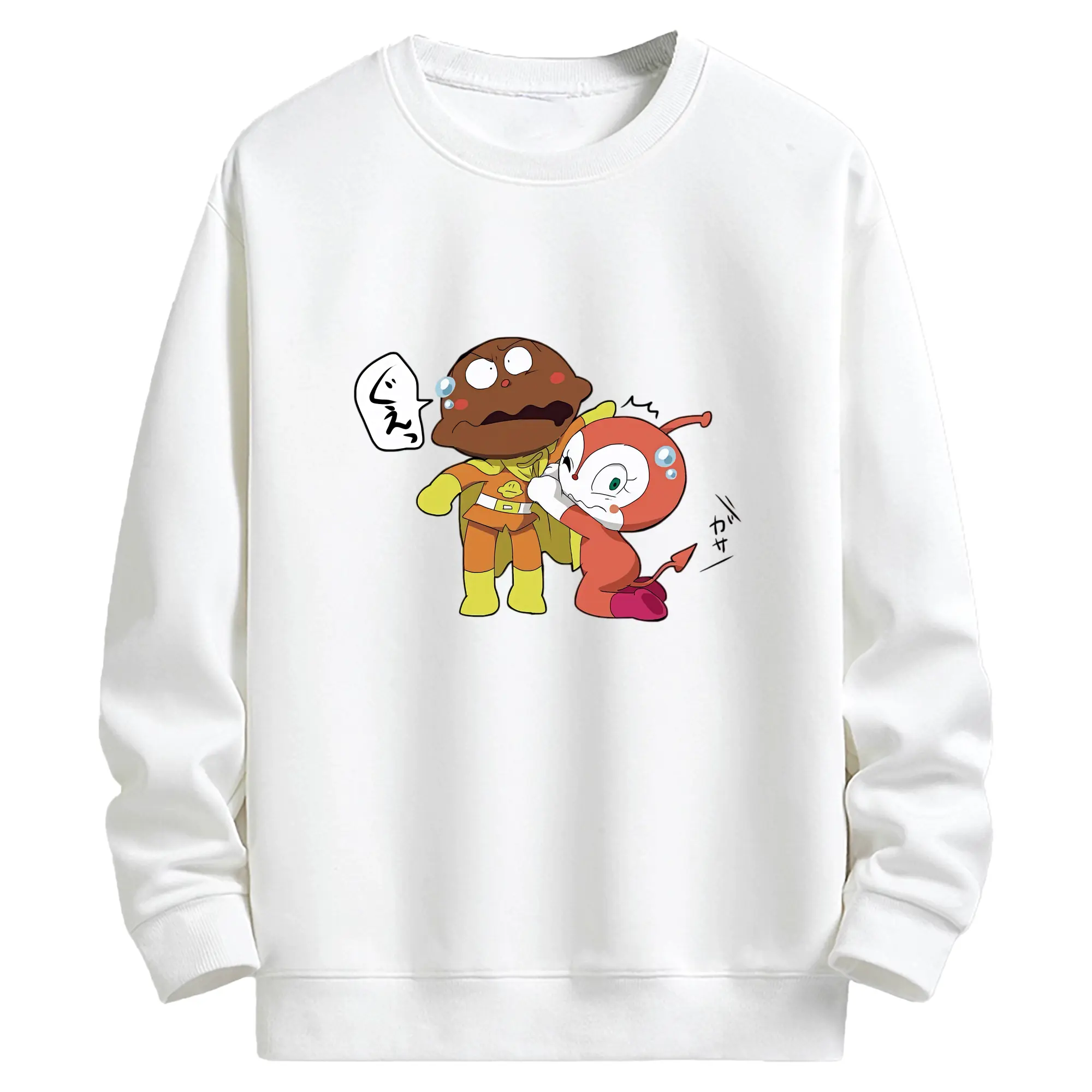 アンパンマン グッズ,カレーパンマン - キッズ クルーネックスウェットシャツ ・ フロントプリント ・ 綿80％ ポリエステル20％ ・ 快適 通学 スポーツ 日常使い お散歩用