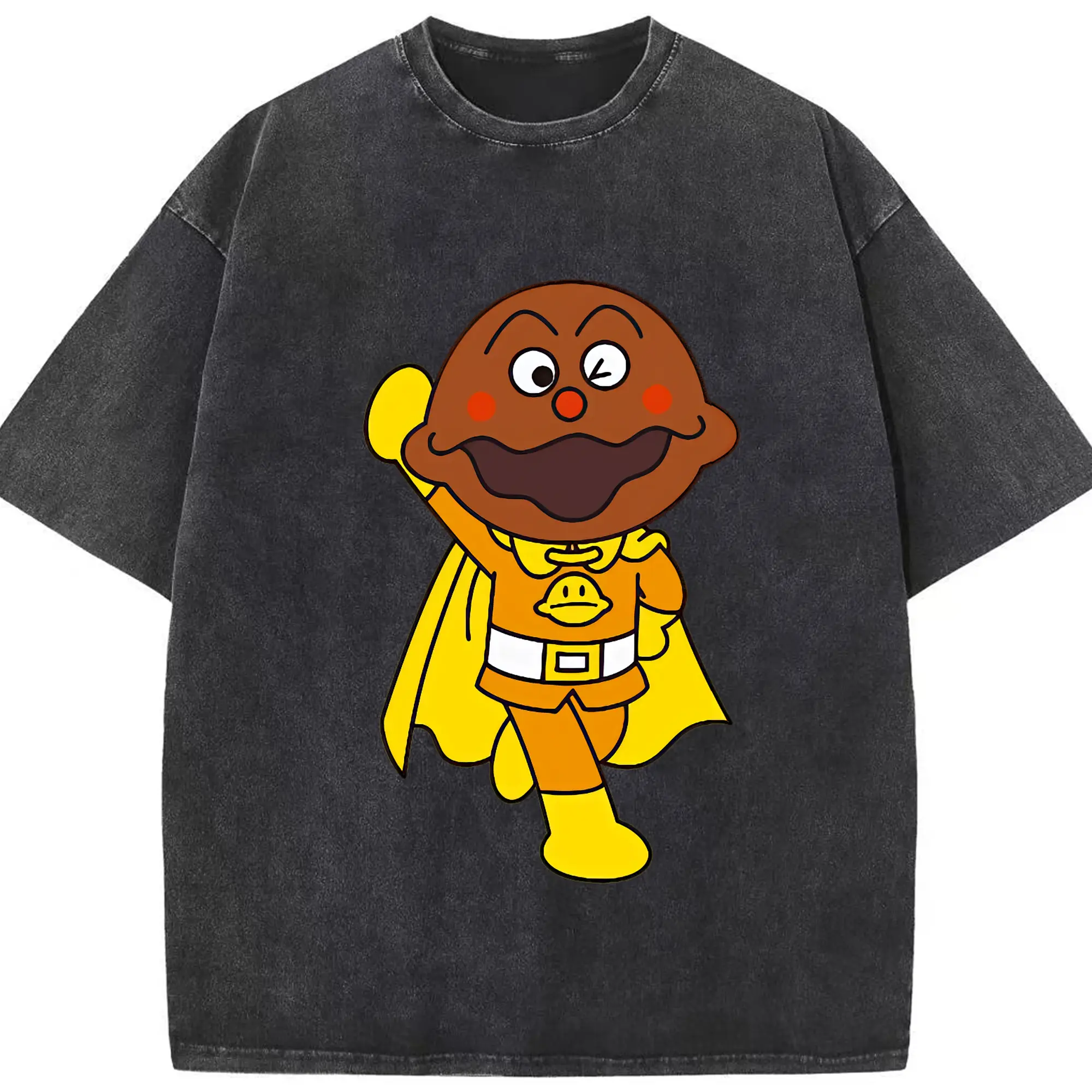 アンパンマン グッズ,カレーパンマン - 綿100％ ヴィンテージ風 半袖Tシャツ ・ フロントプリント ・ 柔らか肌触り ・ 通気性 快適 ・ スポーツ カジュアル 外出用