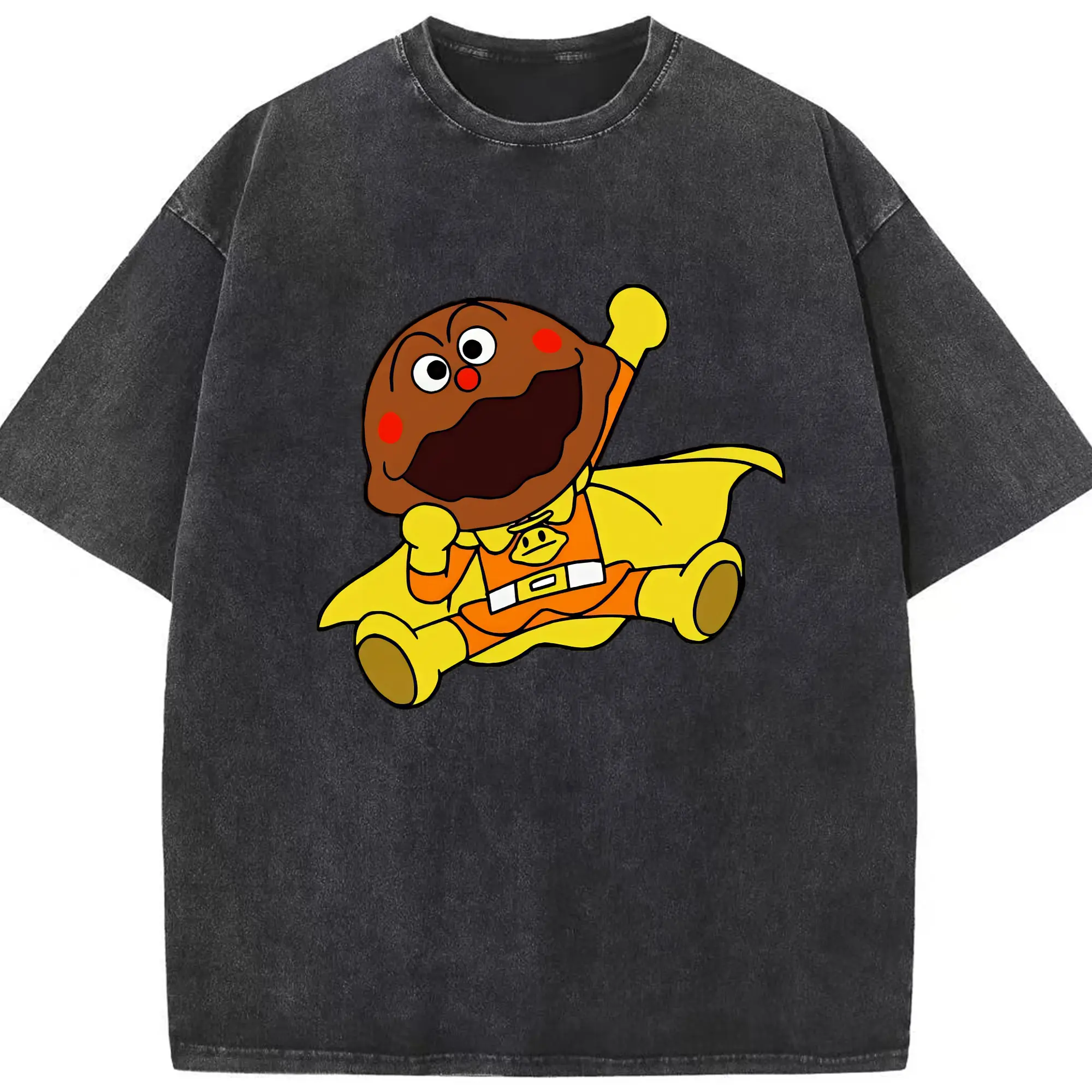 アンパンマン グッズ,カレーパンマン - 綿100％ ヴィンテージ風 半袖Tシャツ ・ フロントプリント ・ 柔らか肌触り ・ 通気性 快適 ・ スポーツ カジュアル 外出用