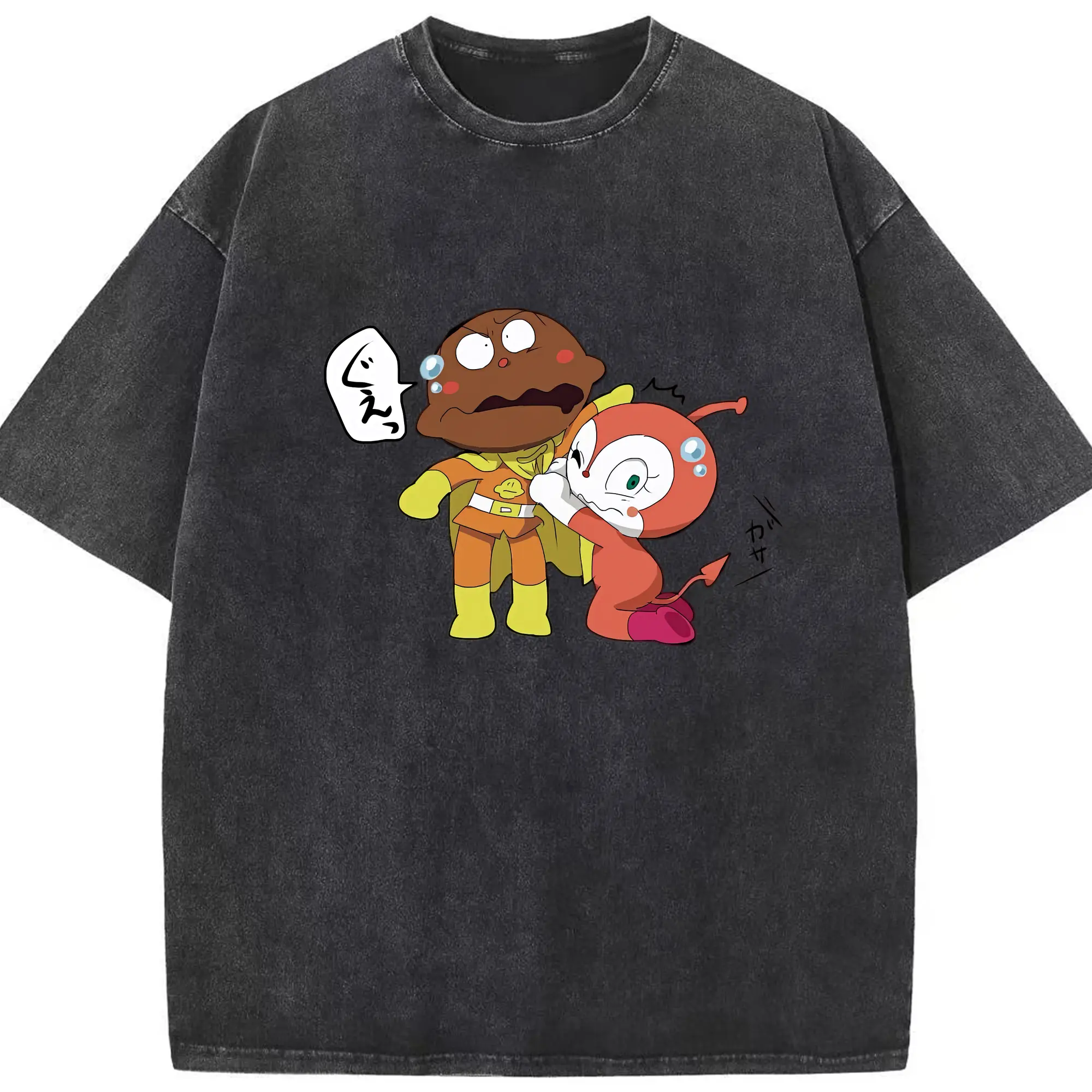 アンパンマン グッズ,カレーパンマン - 綿100％ ヴィンテージ風 半袖Tシャツ ・ フロントプリント ・ 柔らか肌触り ・ 通気性 快適 ・ スポーツ カジュアル 外出用