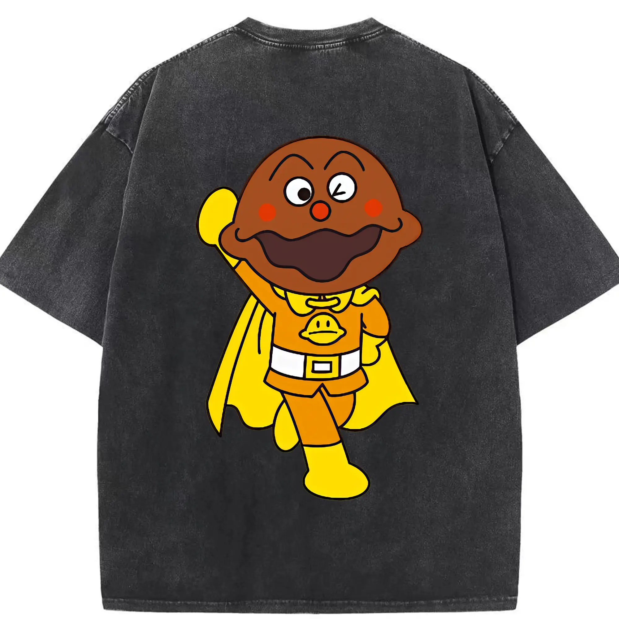 アンパンマン グッズ,カレーパンマン - 綿100％ ヴィンテージ風 半袖Tシャツ ・ 背面プリント ・ 柔らか肌触り ・ 通気性 快適 ・ スポーツ カジュアル 外出用