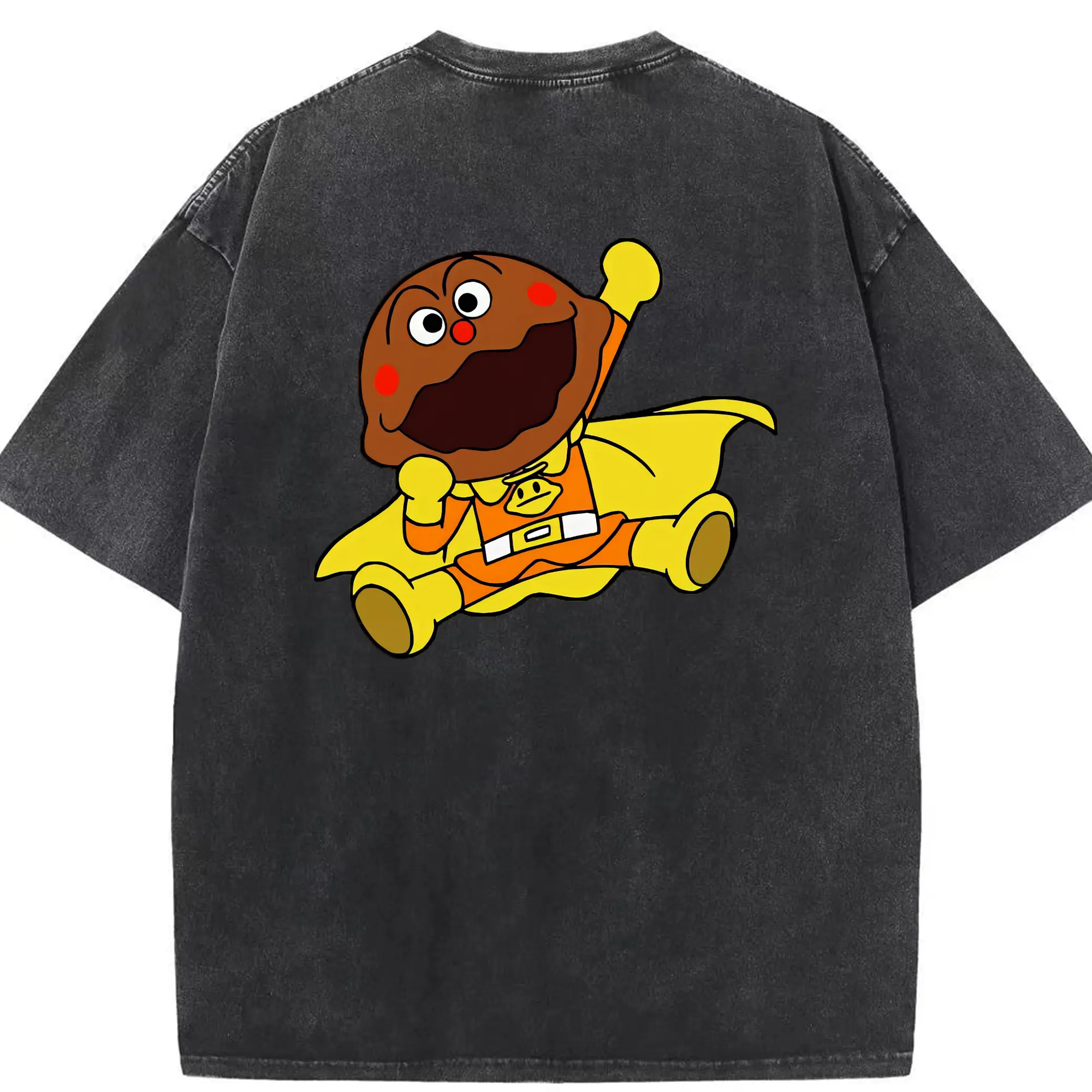 アンパンマン グッズ,カレーパンマン - 綿100％ ヴィンテージ風 半袖Tシャツ ・ 背面プリント ・ 柔らか肌触り ・ 通気性 快適 ・ スポーツ カジュアル 外出用