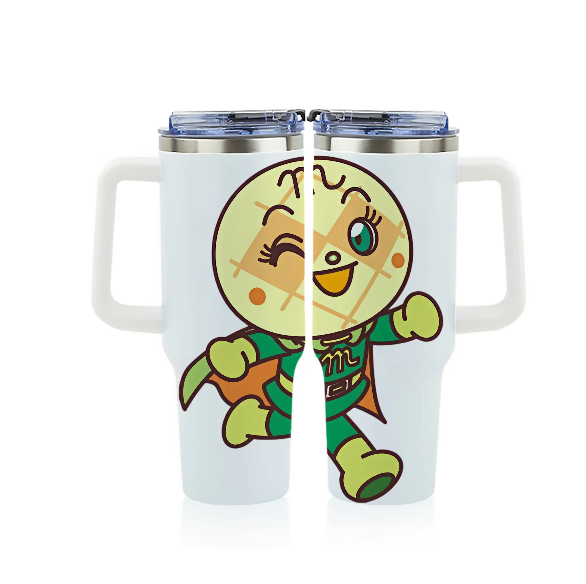 アンパンマン グッズ,メロンパンナ - 1200mL フルプリント車用タンブラー ・ 304ステンレス 内側 ・ 201ステンレス 外側 ・ 保温 保冷 ・ 通勤 ドライブ アウトドア用