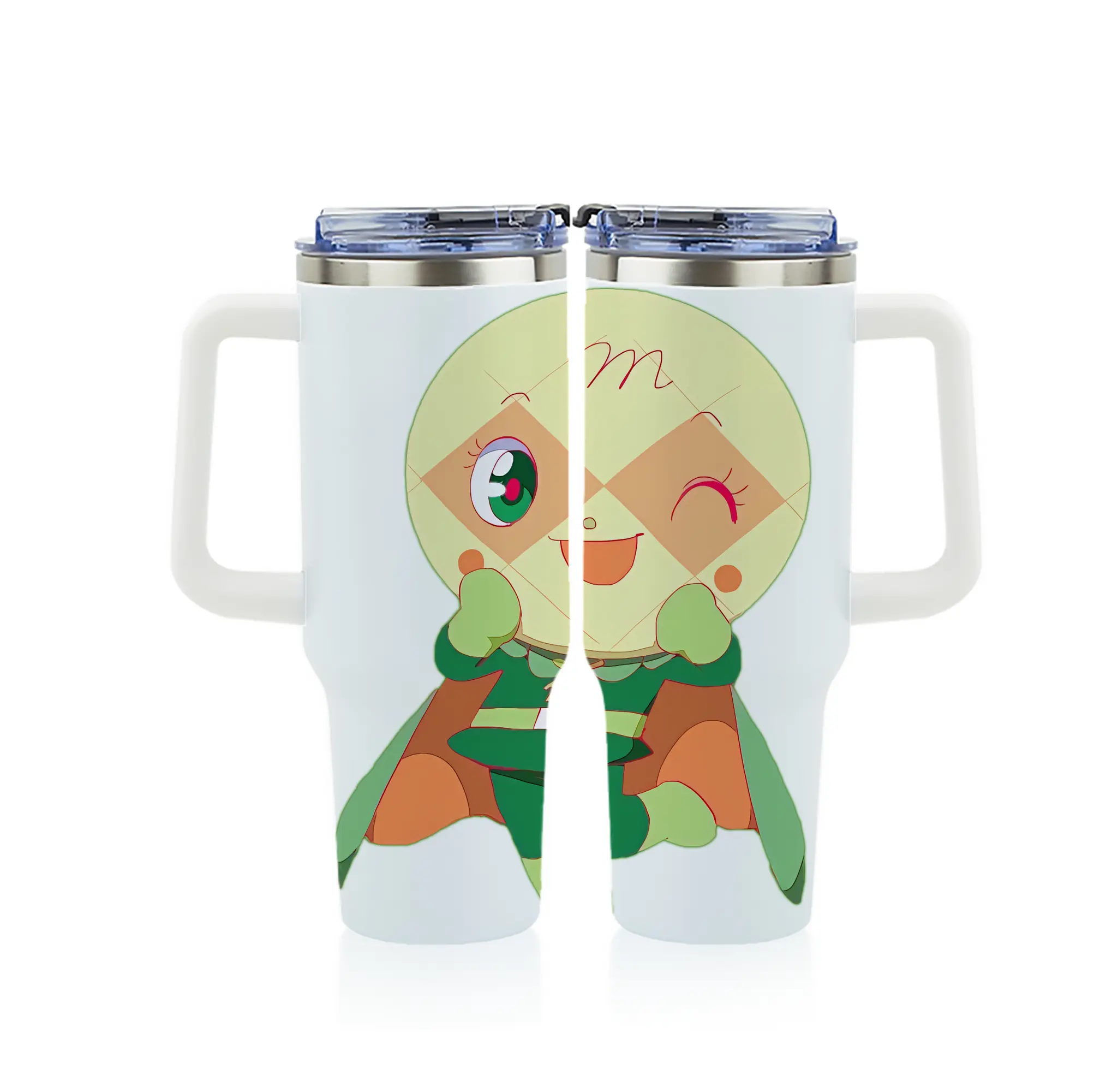 アンパンマン グッズ,メロンパンナ - 1200mL フルプリント車用タンブラー ・ 304ステンレス 内側 ・ 201ステンレス 外側 ・ 保温 保冷 ・ 通勤 ドライブ アウトドア用