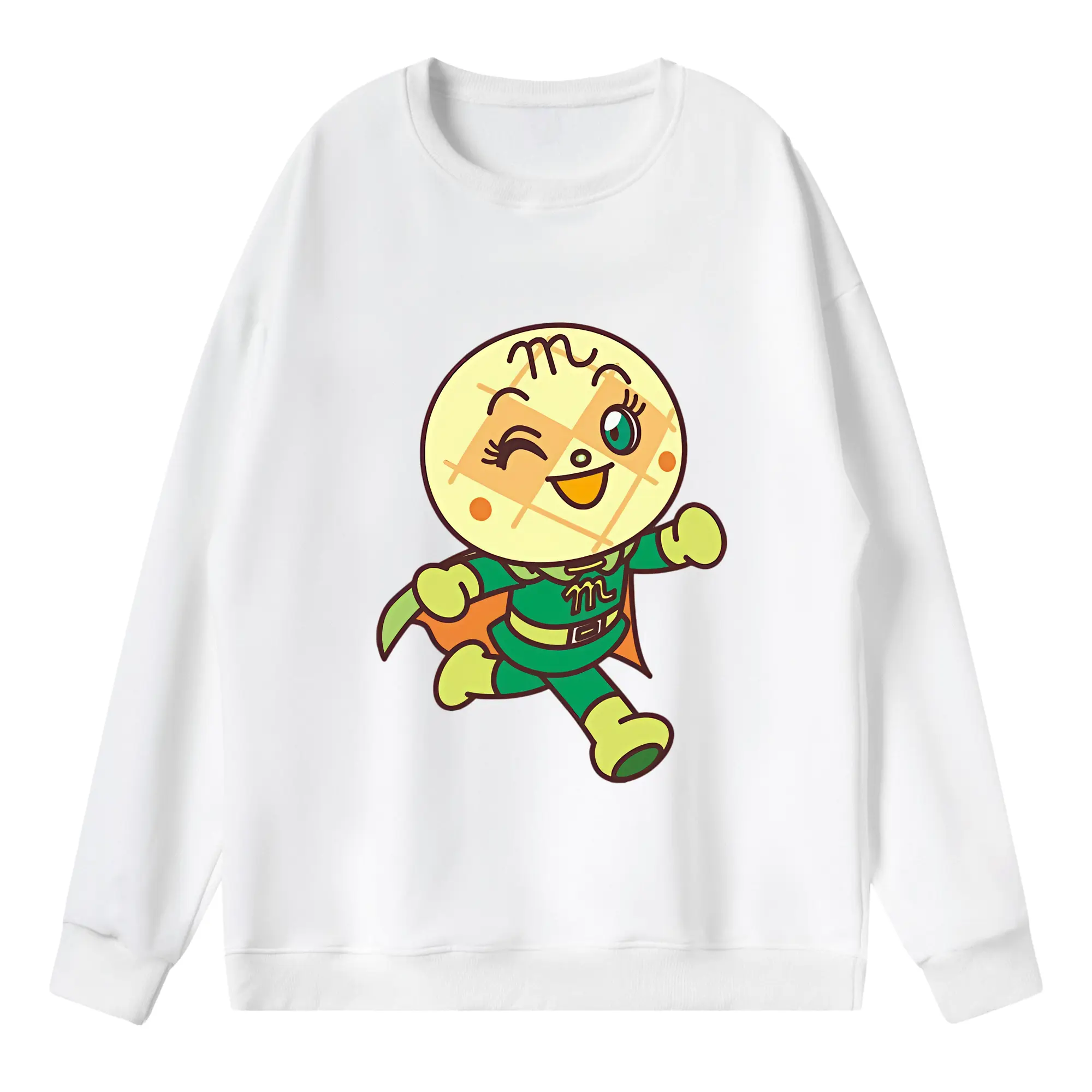 アンパンマン グッズ,メロンパンナ - 薄手 クルーネック スウェット 裏毛260g · ポリエステル 春秋向け カジュアル 男女兼用 · トレーナー デイリー スポーツ 散歩に最適