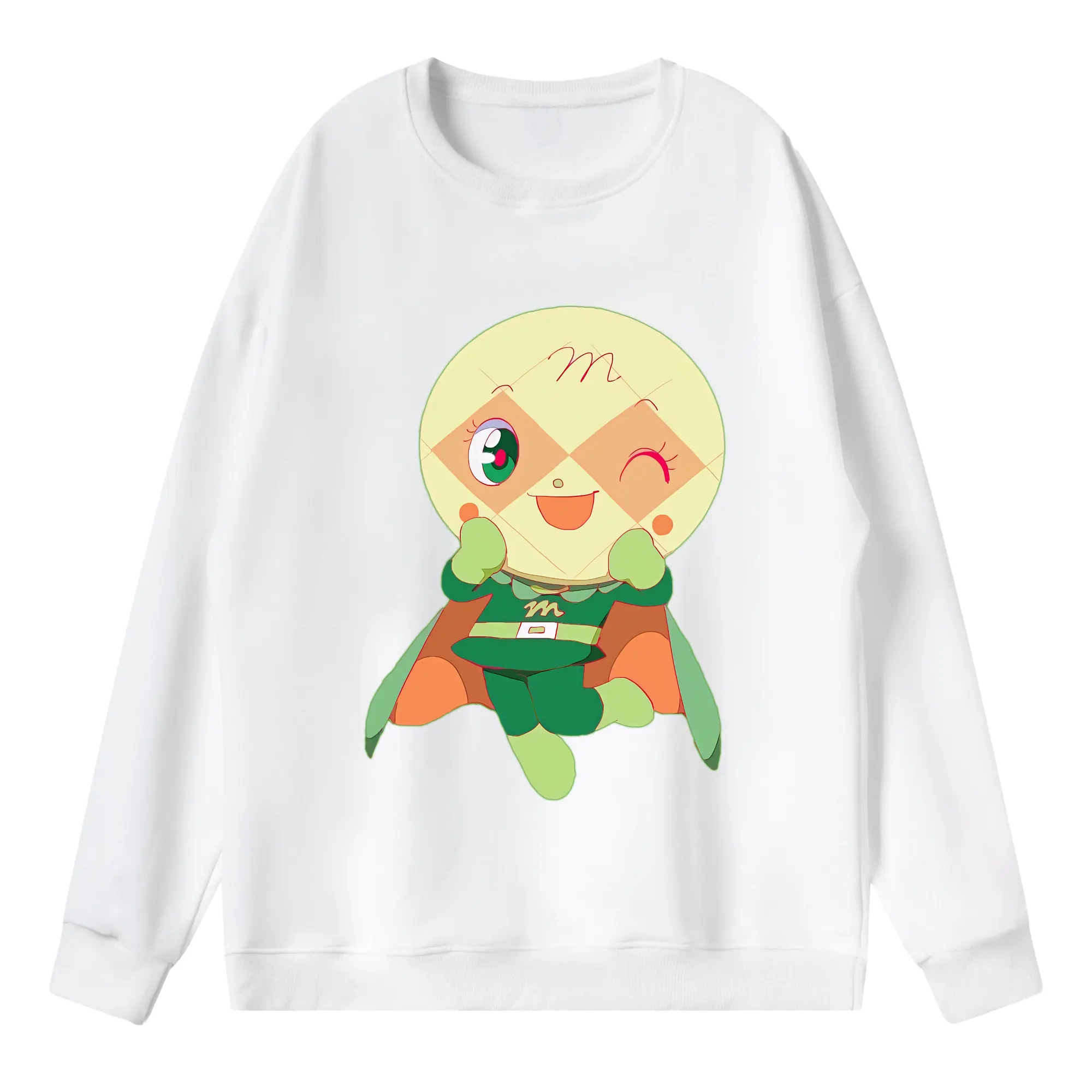 アンパンマン グッズ,メロンパンナ - 薄手 クルーネック スウェット 裏毛260g · ポリエステル 春秋向け カジュアル 男女兼用 · トレーナー デイリー スポーツ 散歩に最適