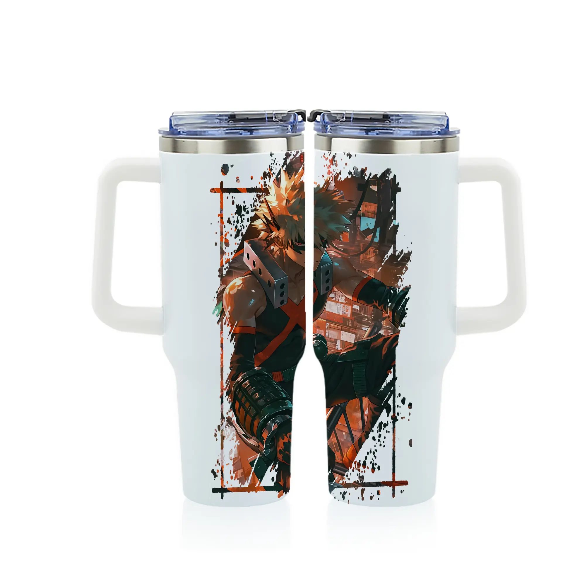 僕のヒーローアカデミア グッズ,爆豪勝己 - 1200mL フルプリント車用タンブラー ・ 304ステンレス 内側 ・ 201ステンレス 外側 ・ 保温 保冷 ・ 通勤 ドライブ アウトドア用