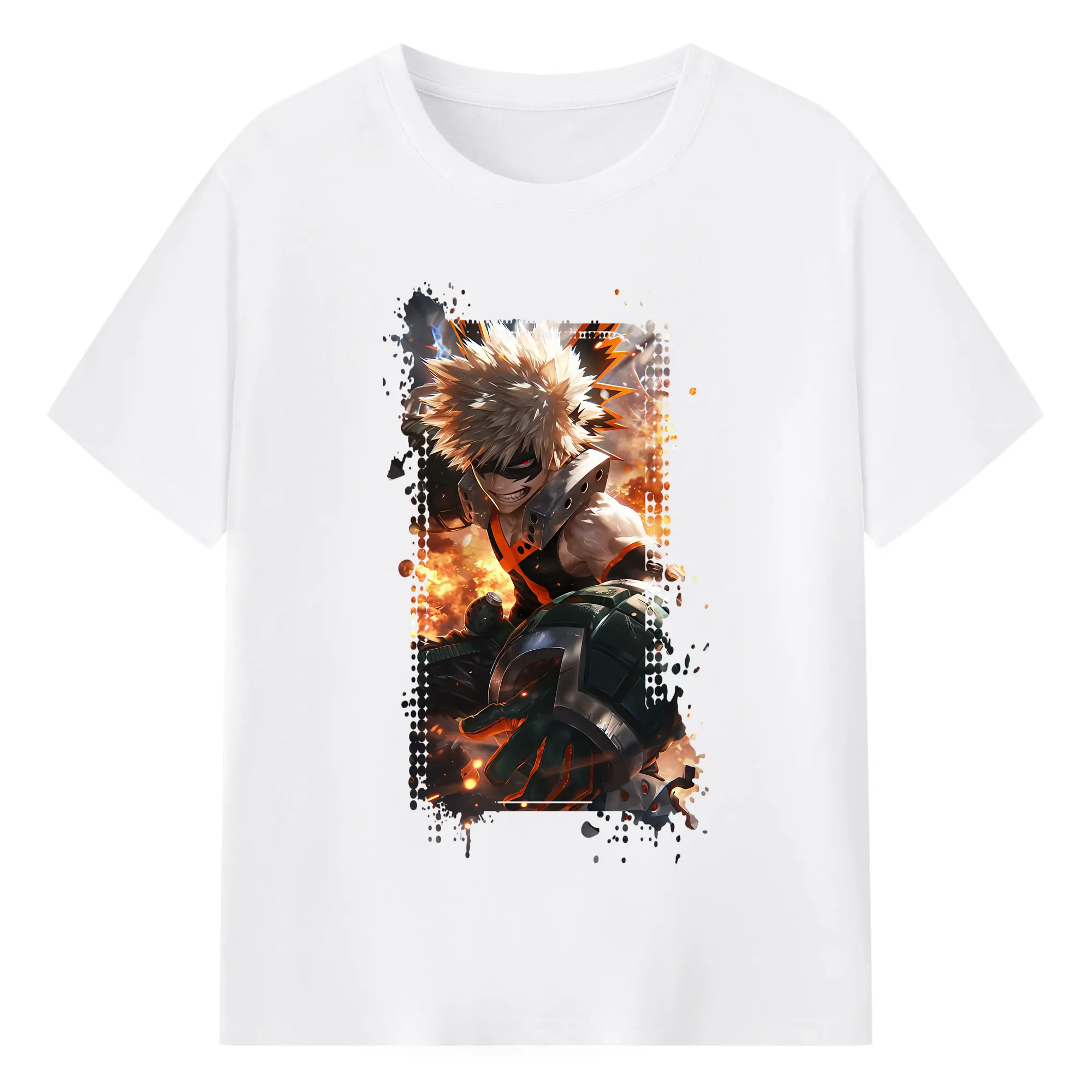 僕のヒーローアカデミア グッズ,爆豪勝己 - 綿100％ 半袖Tシャツ ・ フロントプリント ・ 快適 通気性 ・ 日常使い 散歩 スポーツ用