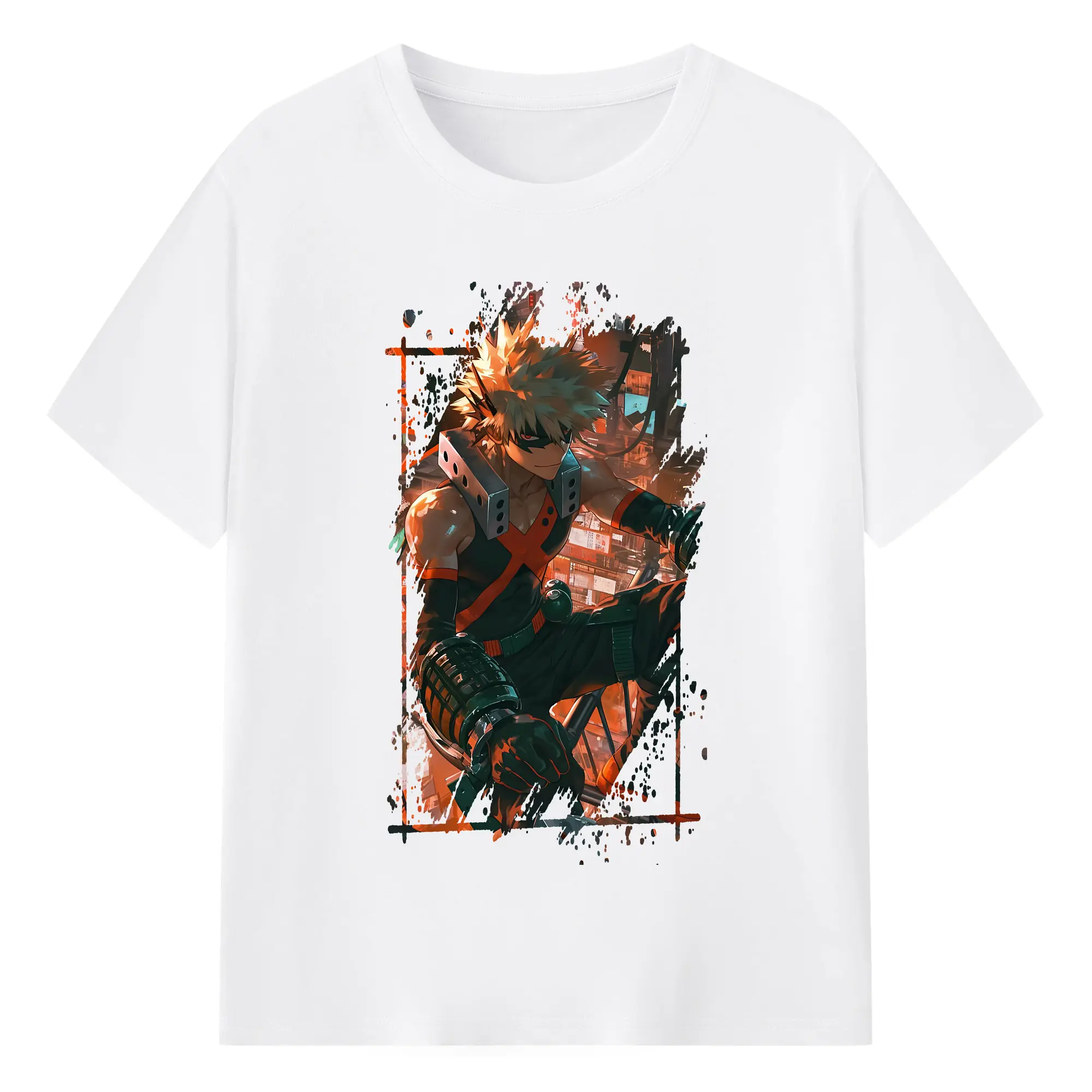 僕のヒーローアカデミア グッズ,爆豪勝己 - 綿100％ 半袖Tシャツ ・ フロントプリント ・ 快適 通気性 ・ 日常使い 散歩 スポーツ用