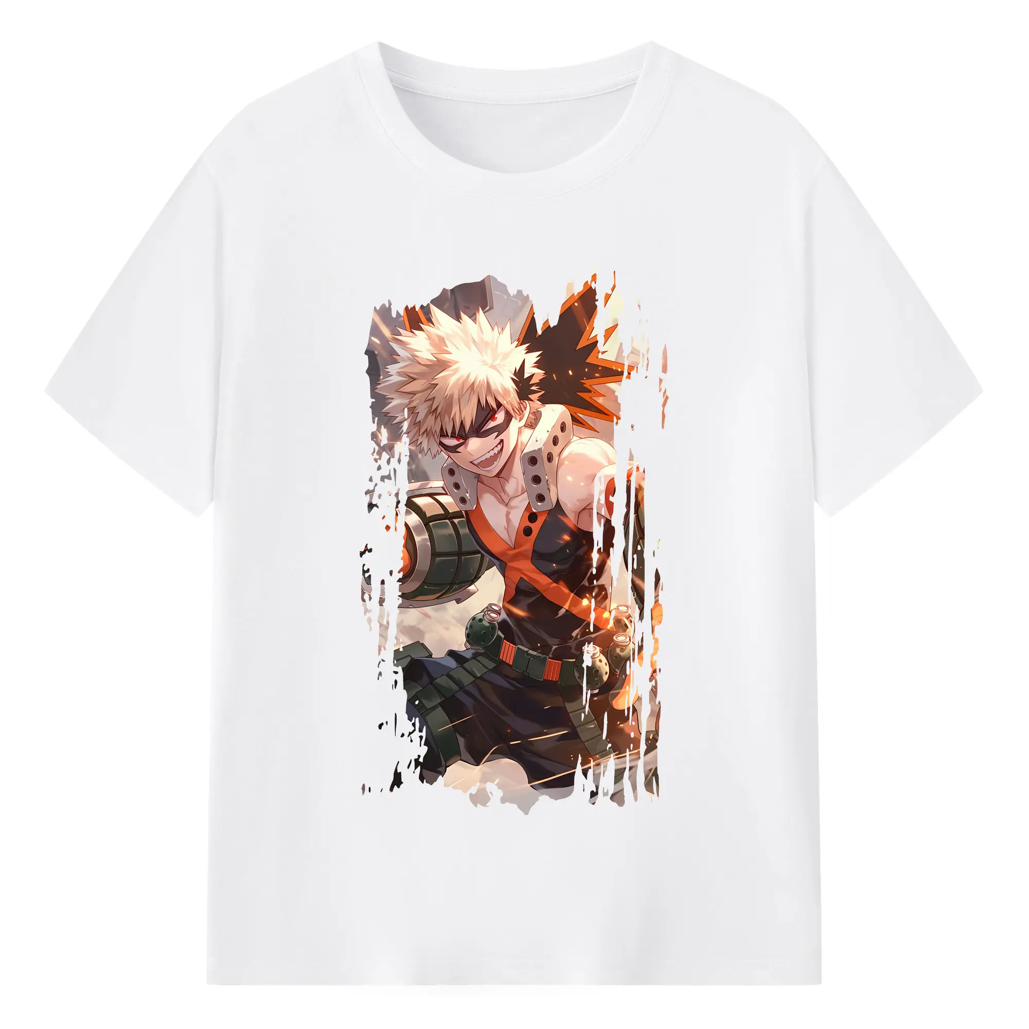 僕のヒーローアカデミア グッズ,爆豪勝己 - 綿100％ 半袖Tシャツ ・ フロントプリント ・ 快適 通気性 ・ 日常使い 散歩 スポーツ用