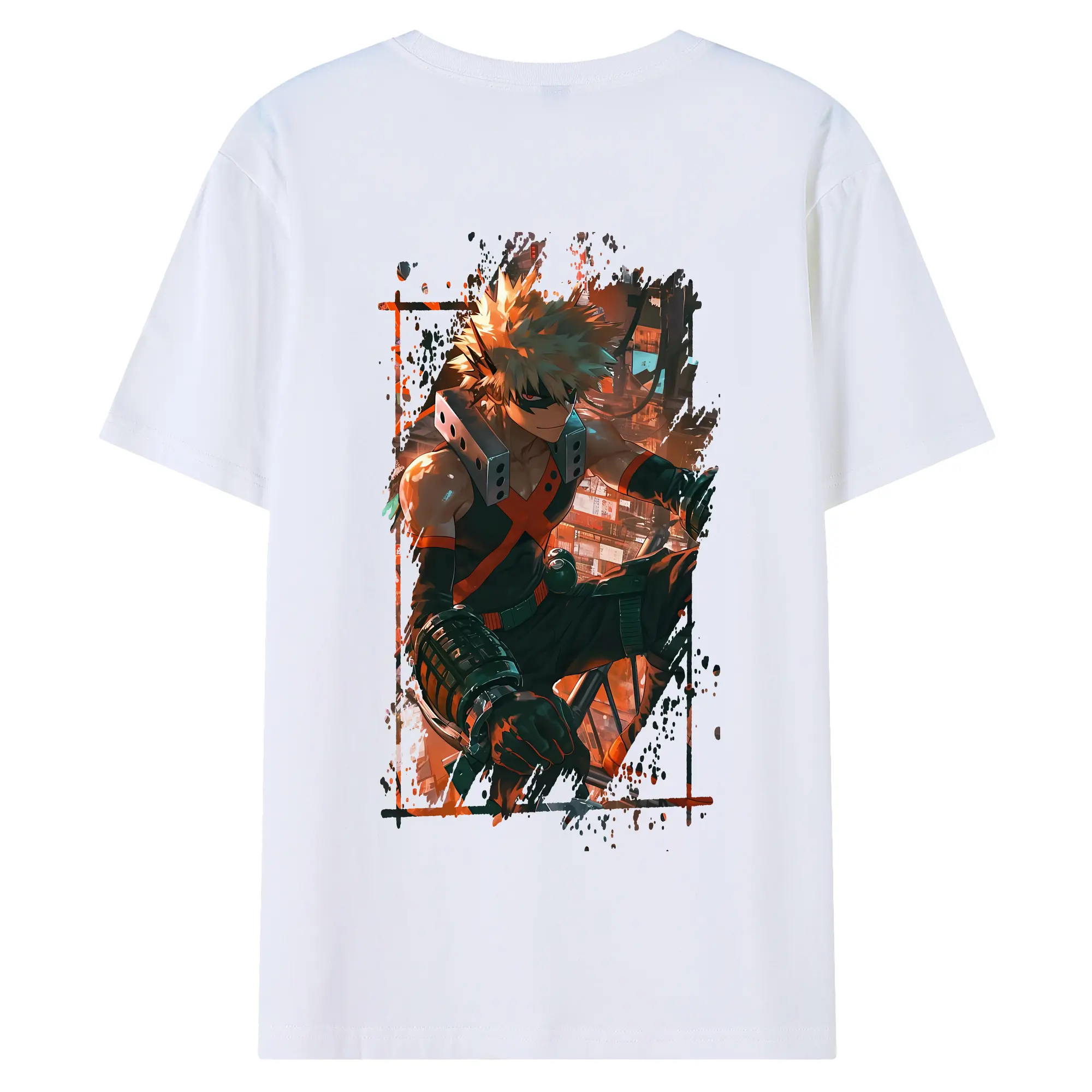 僕のヒーローアカデミア グッズ,爆豪勝己 - 綿100％ 半袖Tシャツ ・ バックプリント ・ 快適 通気性 ・ 日常使い 散歩 スポーツ用