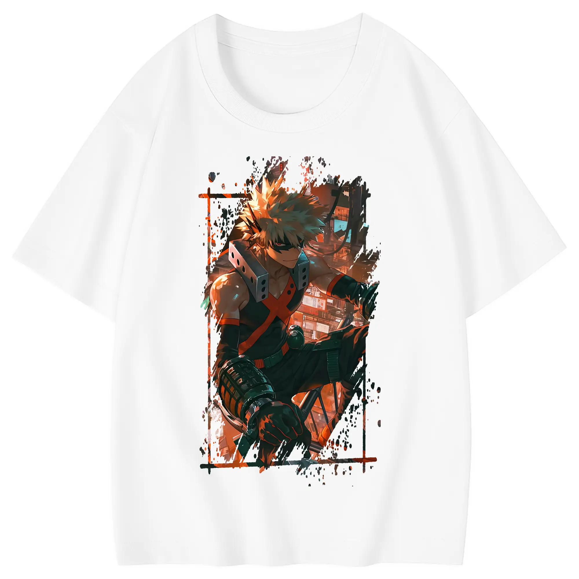 僕のヒーローアカデミア グッズ,爆豪勝己 - 綿100％ キッズTシャツ ・ フロントプリント ・ 快適 通気性 ・ スポーツ カジュアル 散歩用