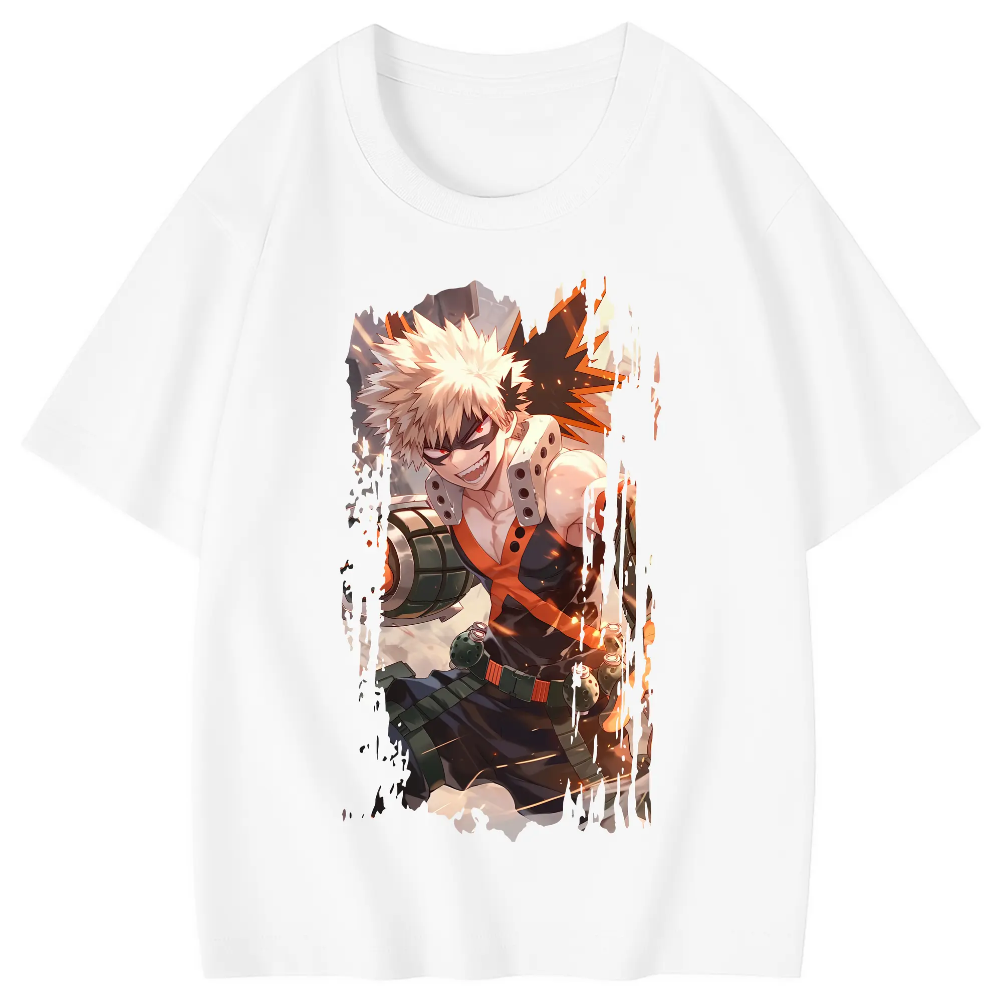 僕のヒーローアカデミア グッズ,爆豪勝己 - 綿100％ キッズTシャツ ・ フロントプリント ・ 快適 通気性 ・ スポーツ カジュアル 散歩用