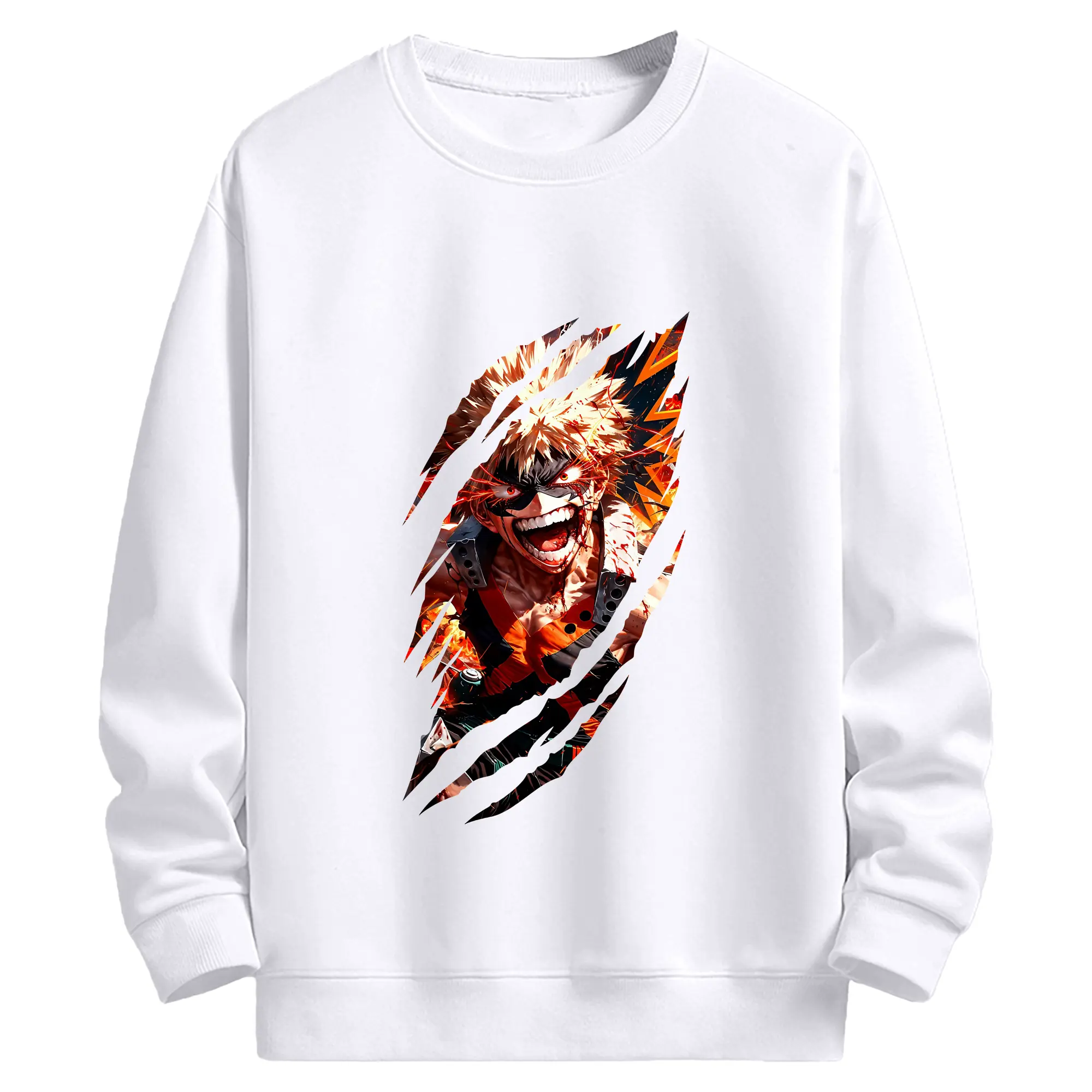 僕のヒーローアカデミア グッズ,爆豪勝己 - 高品質 クルーネック スウェット ・ コットン59％ ポリエステル41％ ・ ユニセックス 長袖 トレーナー ・ カジュアル デイリー スポーツ 散歩用