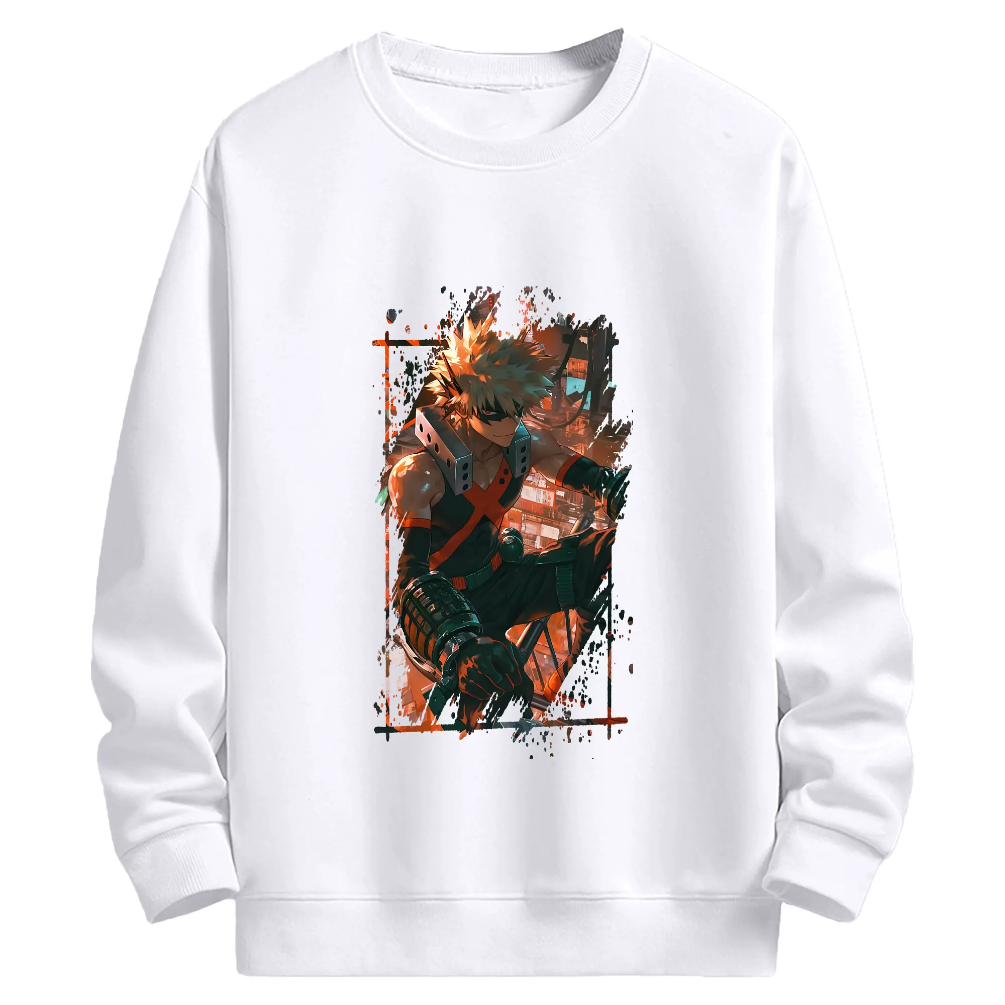 僕のヒーローアカデミア グッズ,爆豪勝己 - 高品質 クルーネック スウェット ・ コットン59％ ポリエステル41％ ・ ユニセックス 長袖 トレーナー ・ カジュアル デイリー スポーツ 散歩用