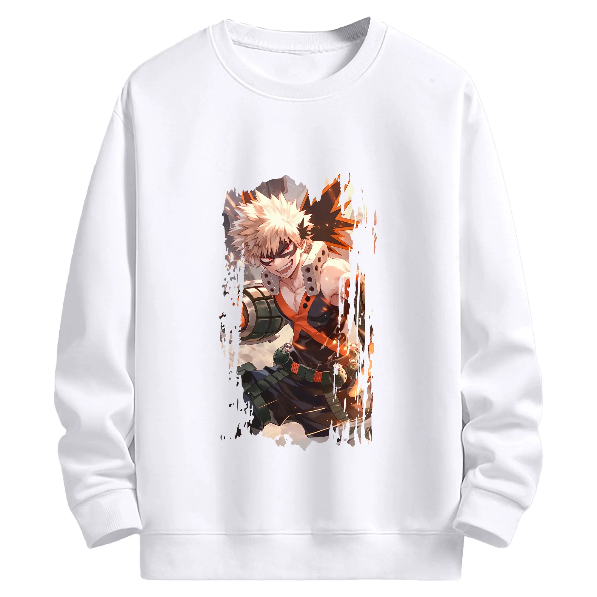 僕のヒーローアカデミア グッズ,爆豪勝己 - 高品質 クルーネック スウェット ・ コットン59％ ポリエステル41％ ・ ユニセックス 長袖 トレーナー ・ カジュアル デイリー スポーツ 散歩用