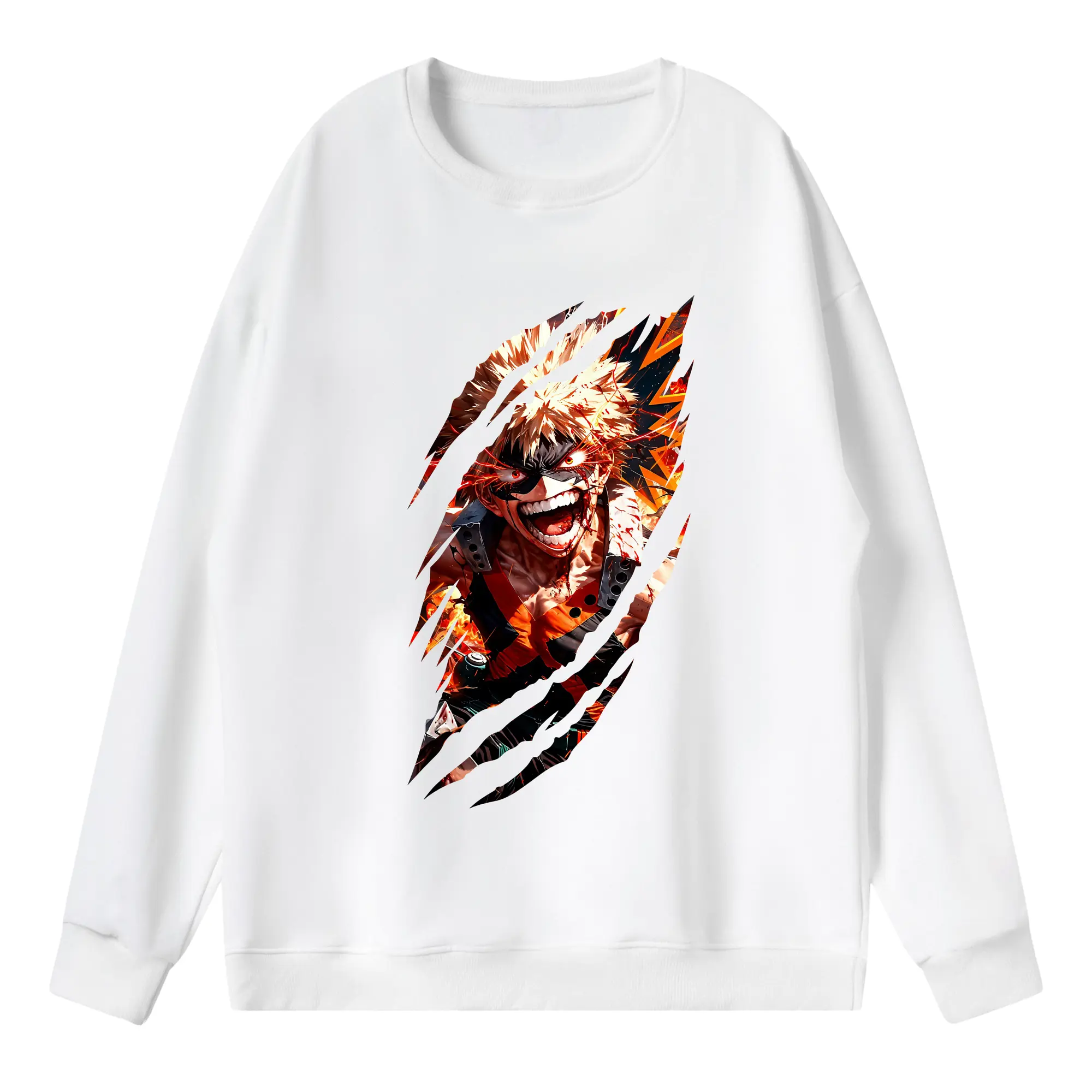 僕のヒーローアカデミア グッズ,爆豪勝己 - 薄手 クルーネック スウェット 裏毛260g · ポリエステル 春秋向け カジュアル 男女兼用 · トレーナー デイリー スポーツ 散歩に最適