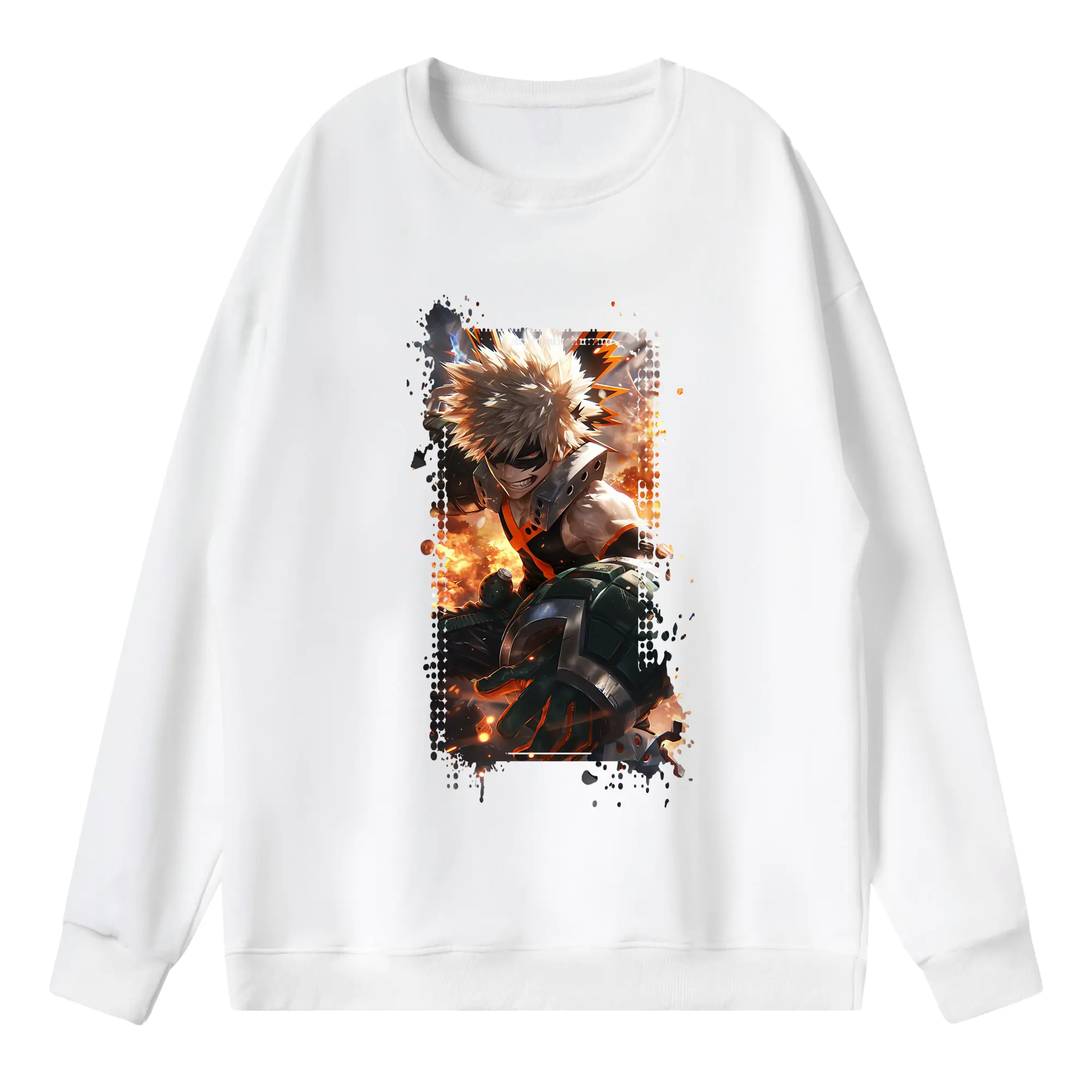 僕のヒーローアカデミア グッズ,爆豪勝己 - 薄手 クルーネック スウェット 裏毛260g · ポリエステル 春秋向け カジュアル 男女兼用 · トレーナー デイリー スポーツ 散歩に最適