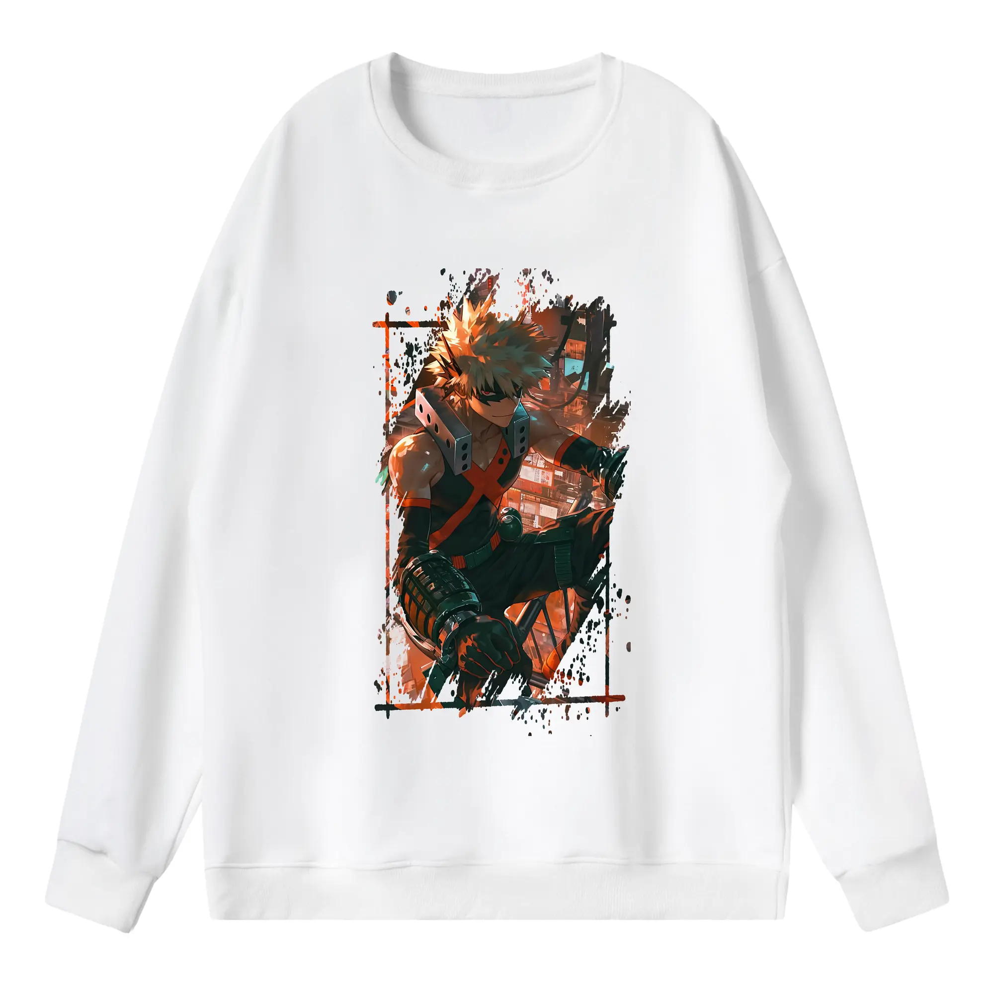 僕のヒーローアカデミア グッズ,爆豪勝己 - 薄手 クルーネック スウェット 裏毛260g · ポリエステル 春秋向け カジュアル 男女兼用 · トレーナー デイリー スポーツ 散歩に最適