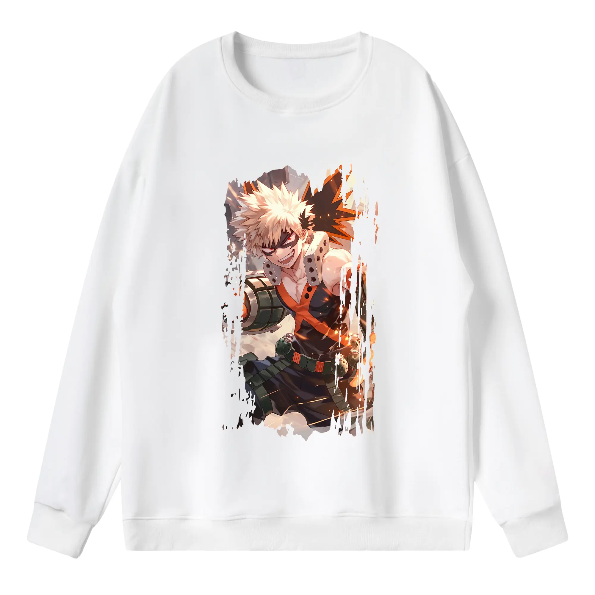 僕のヒーローアカデミア グッズ,爆豪勝己 - 薄手 クルーネック スウェット 裏毛260g · ポリエステル 春秋向け カジュアル 男女兼用 · トレーナー デイリー スポーツ 散歩に最適