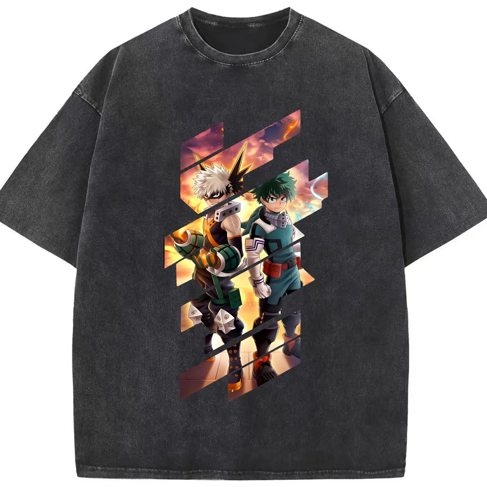 僕のヒーローアカデミア グッズ,爆豪勝己 - 綿100％ ヴィンテージ風 半袖Tシャツ ・ フロントプリント ・ 柔らか肌触り ・ 通気性 快適 ・ スポーツ カジュアル 外出用