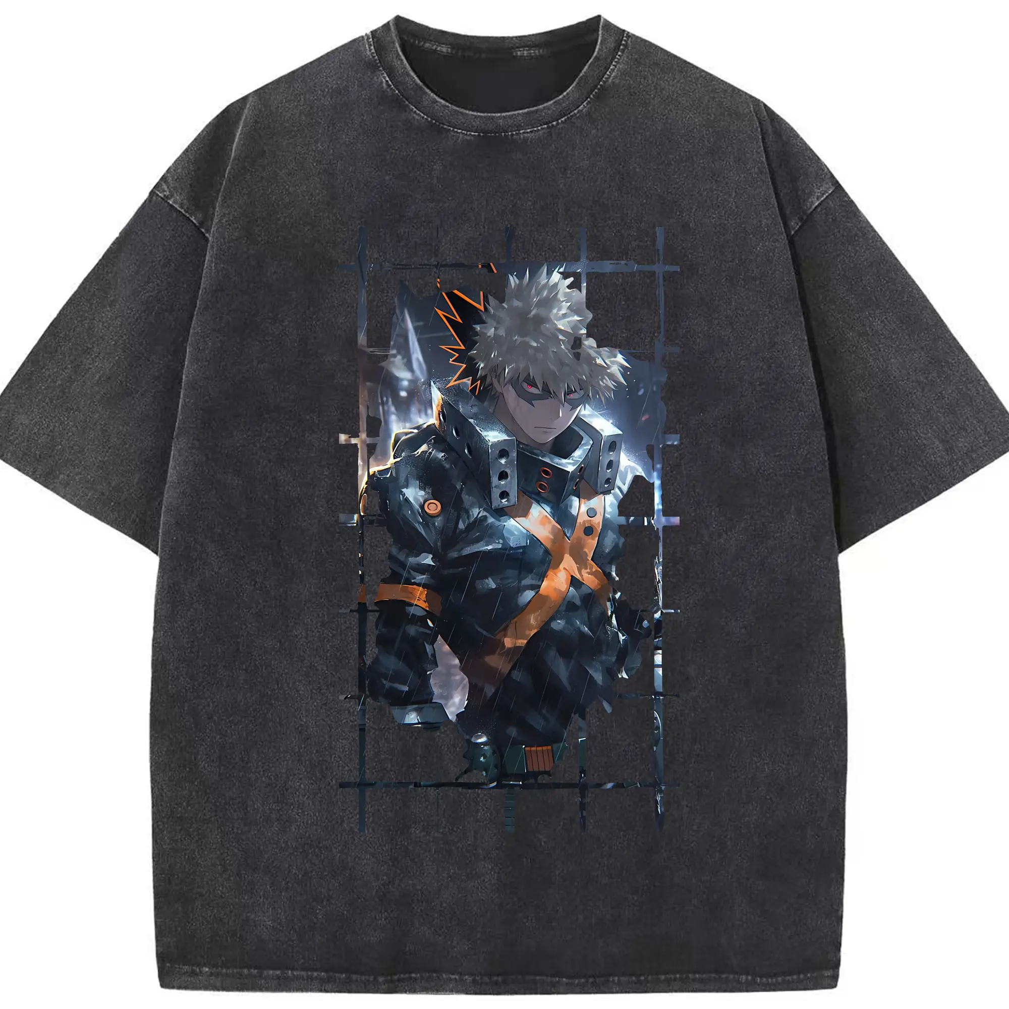 僕のヒーローアカデミア グッズ,爆豪勝己 - 綿100％ ヴィンテージ風 半袖Tシャツ ・ フロントプリント ・ 柔らか肌触り ・ 通気性 快適 ・ スポーツ カジュアル 外出用