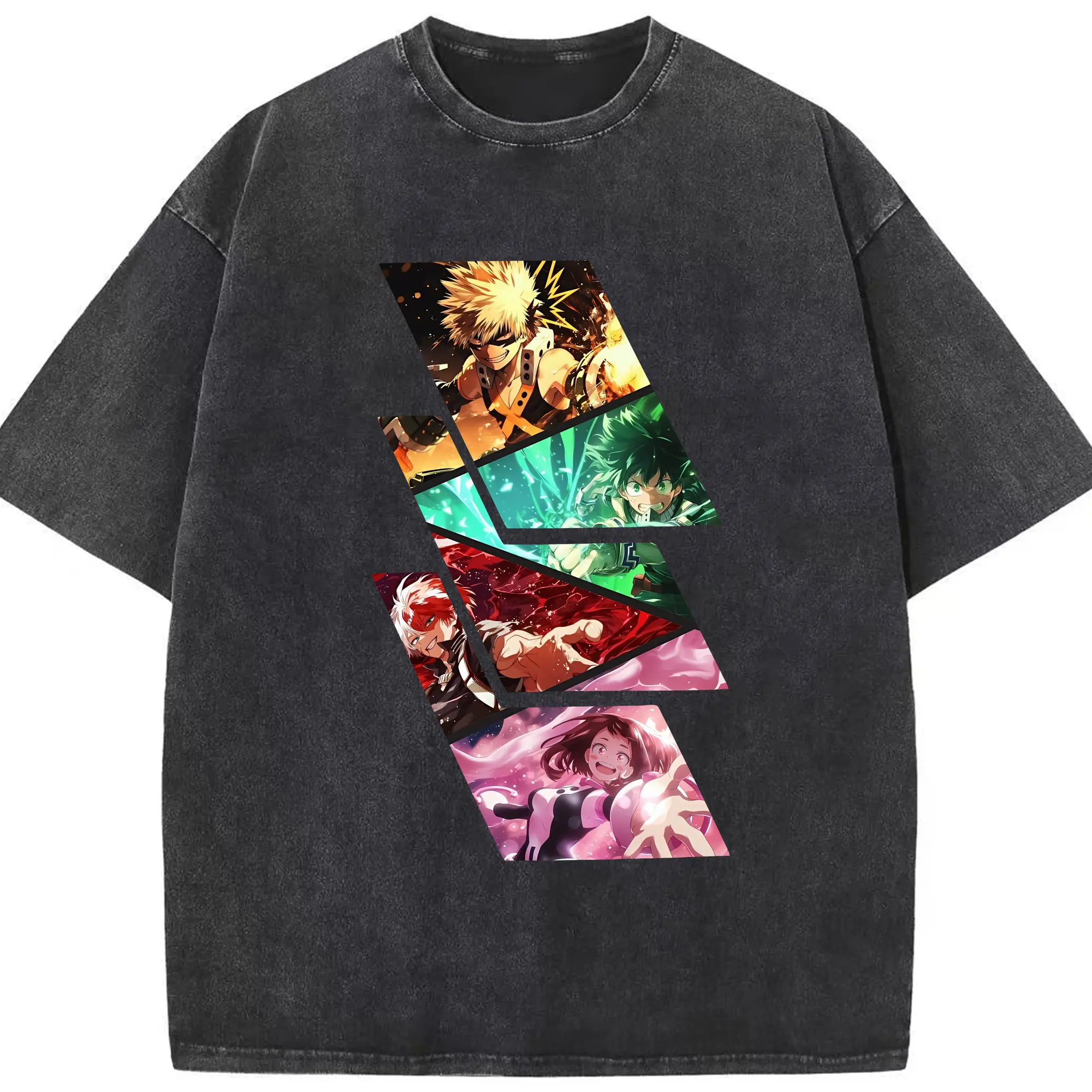 僕のヒーローアカデミア グッズ,爆豪勝己 - 綿100％ ヴィンテージ風 半袖Tシャツ ・ フロントプリント ・ 柔らか肌触り ・ 通気性 快適 ・ スポーツ カジュアル 外出用