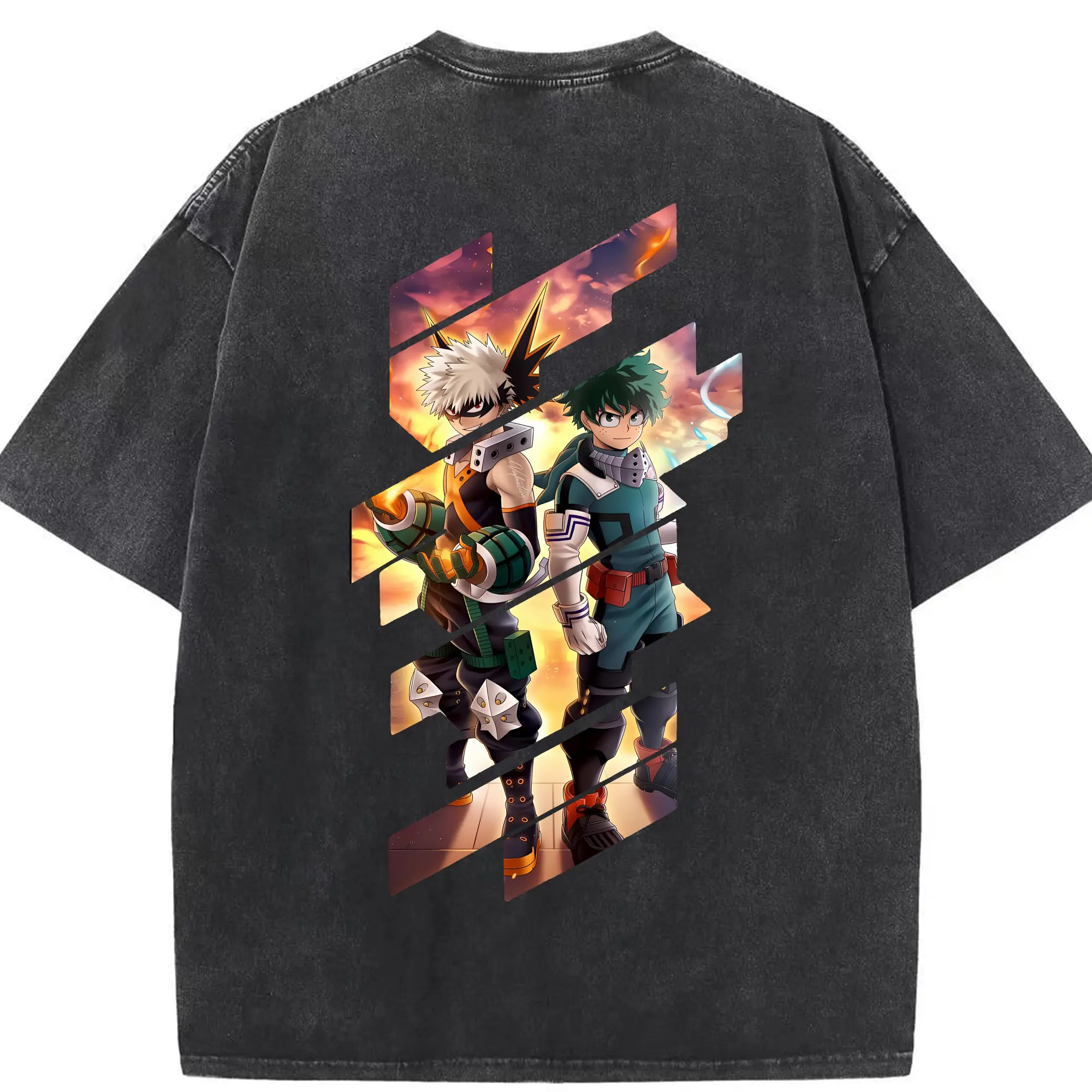 僕のヒーローアカデミア グッズ,爆豪勝己 - 綿100％ ヴィンテージ風 半袖Tシャツ ・ 背面プリント ・ 柔らか肌触り ・ 通気性 快適 ・ スポーツ カジュアル 外出用