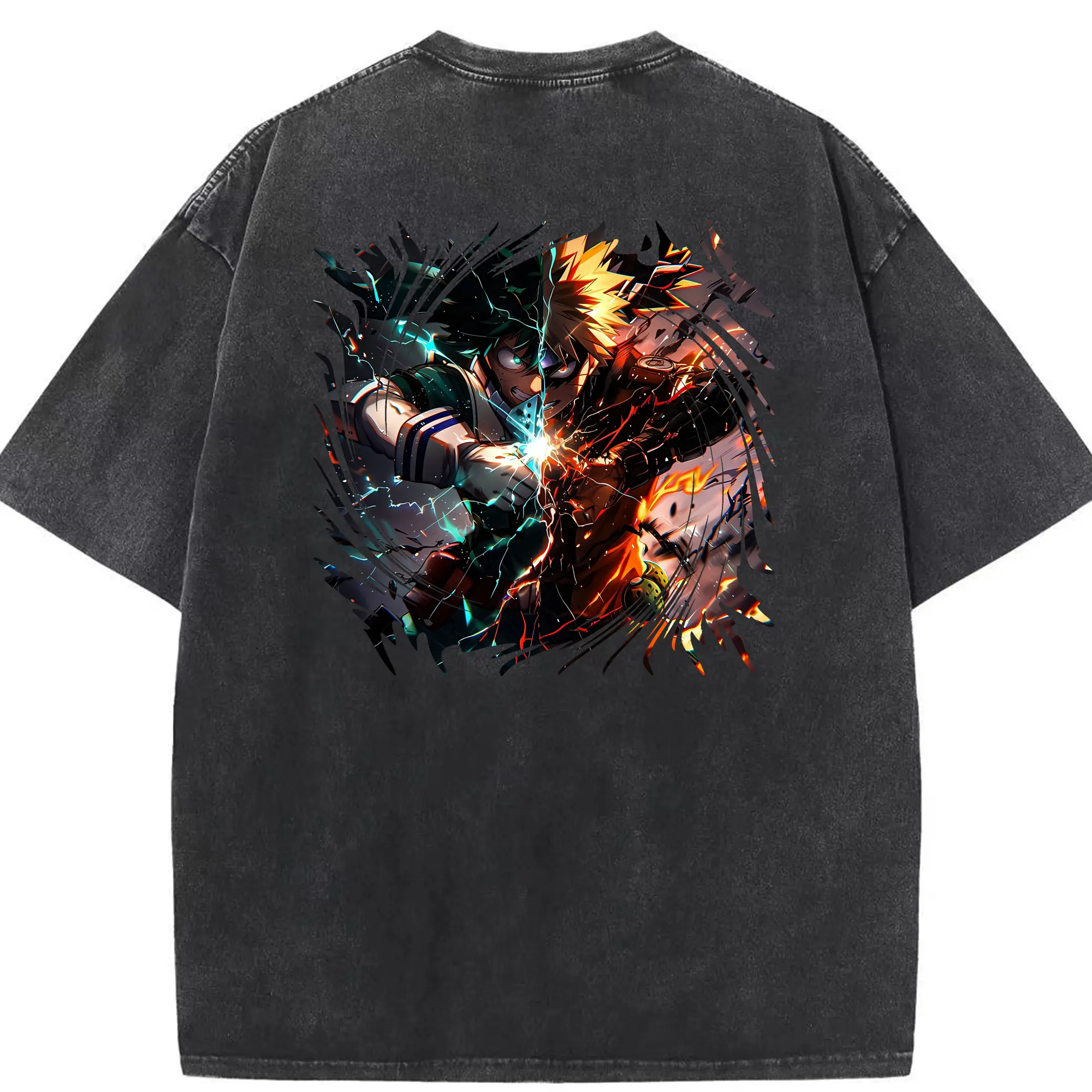 僕のヒーローアカデミア グッズ,爆豪勝己 - 綿100％ ヴィンテージ風 半袖Tシャツ ・ 背面プリント ・ 柔らか肌触り ・ 通気性 快適 ・ スポーツ カジュアル 外出用