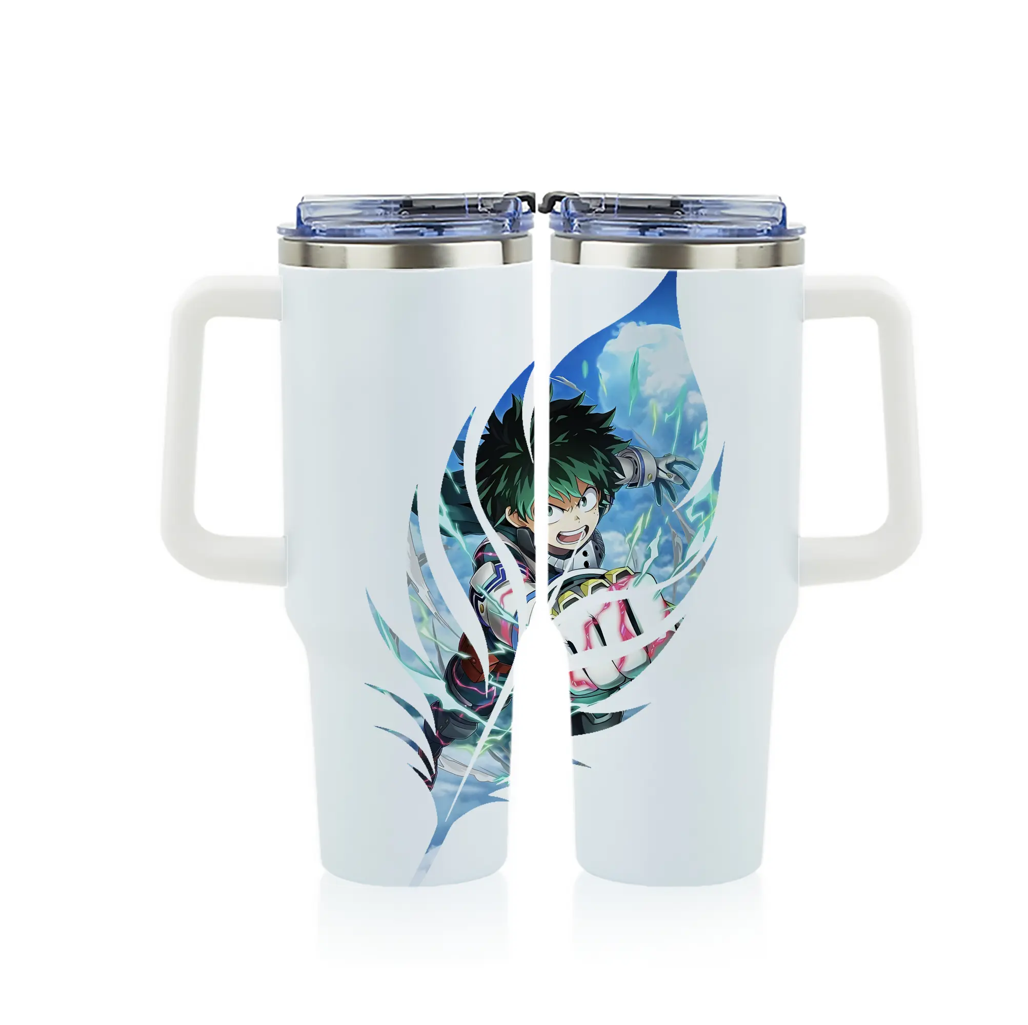 僕のヒーローアカデミア グッズ,緑谷出久 - 1200mL フルプリント車用タンブラー ・ 304ステンレス 内側 ・ 201ステンレス 外側 ・ 保温 保冷 ・ 通勤 ドライブ アウトドア用