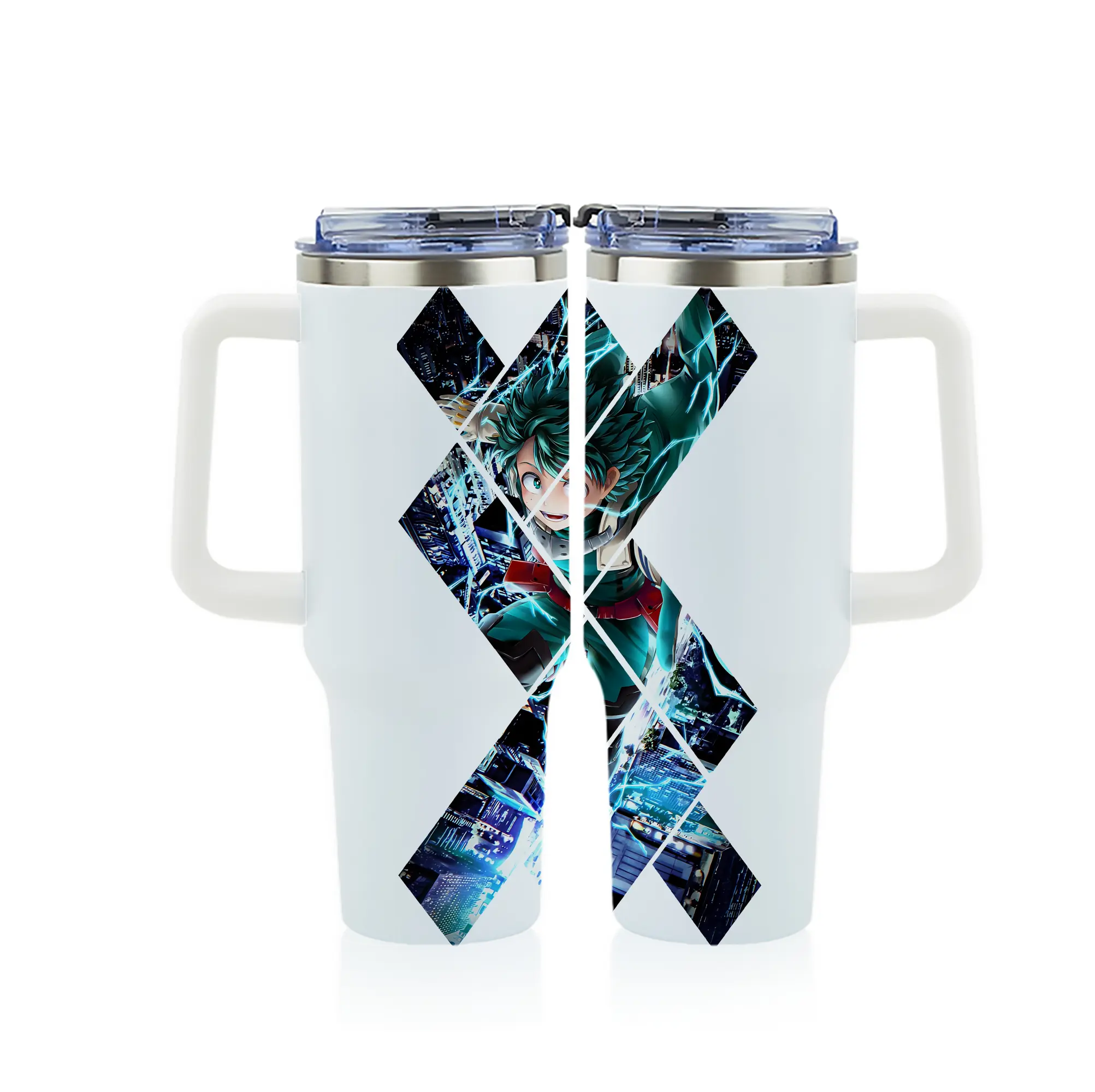 僕のヒーローアカデミア グッズ,緑谷出久 - 1200mL フルプリント車用タンブラー ・ 304ステンレス 内側 ・ 201ステンレス 外側 ・ 保温 保冷 ・ 通勤 ドライブ アウトドア用