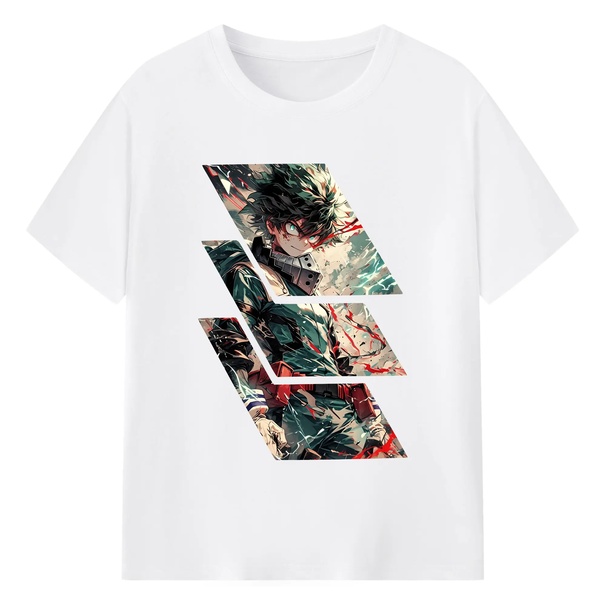 僕のヒーローアカデミア グッズ,緑谷出久 - 綿100％ 半袖Tシャツ ・ フロントプリント ・ 快適 通気性 ・ 日常使い 散歩 スポーツ用