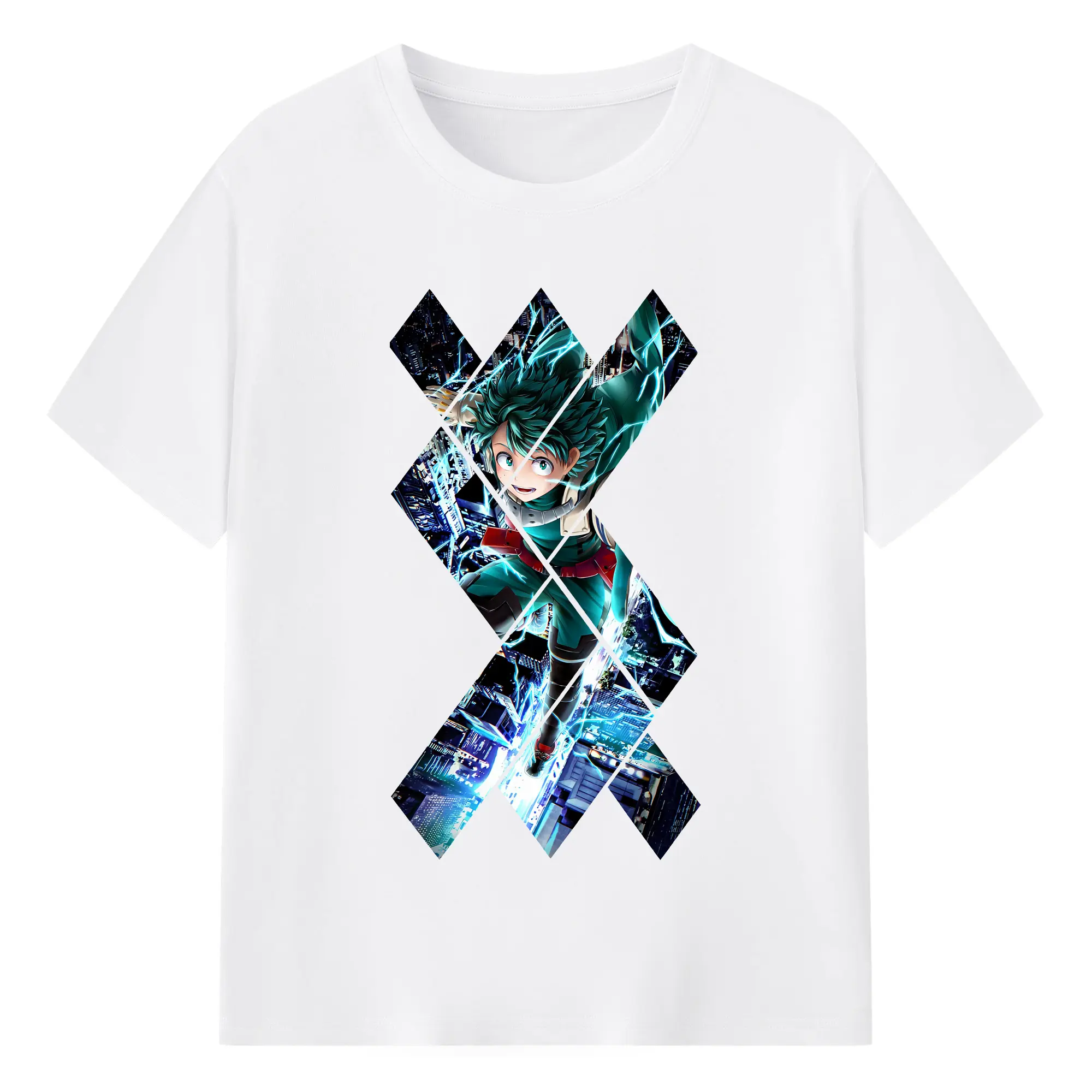 僕のヒーローアカデミア グッズ,緑谷出久 - 綿100％ 半袖Tシャツ ・ フロントプリント ・ 快適 通気性 ・ 日常使い 散歩 スポーツ用