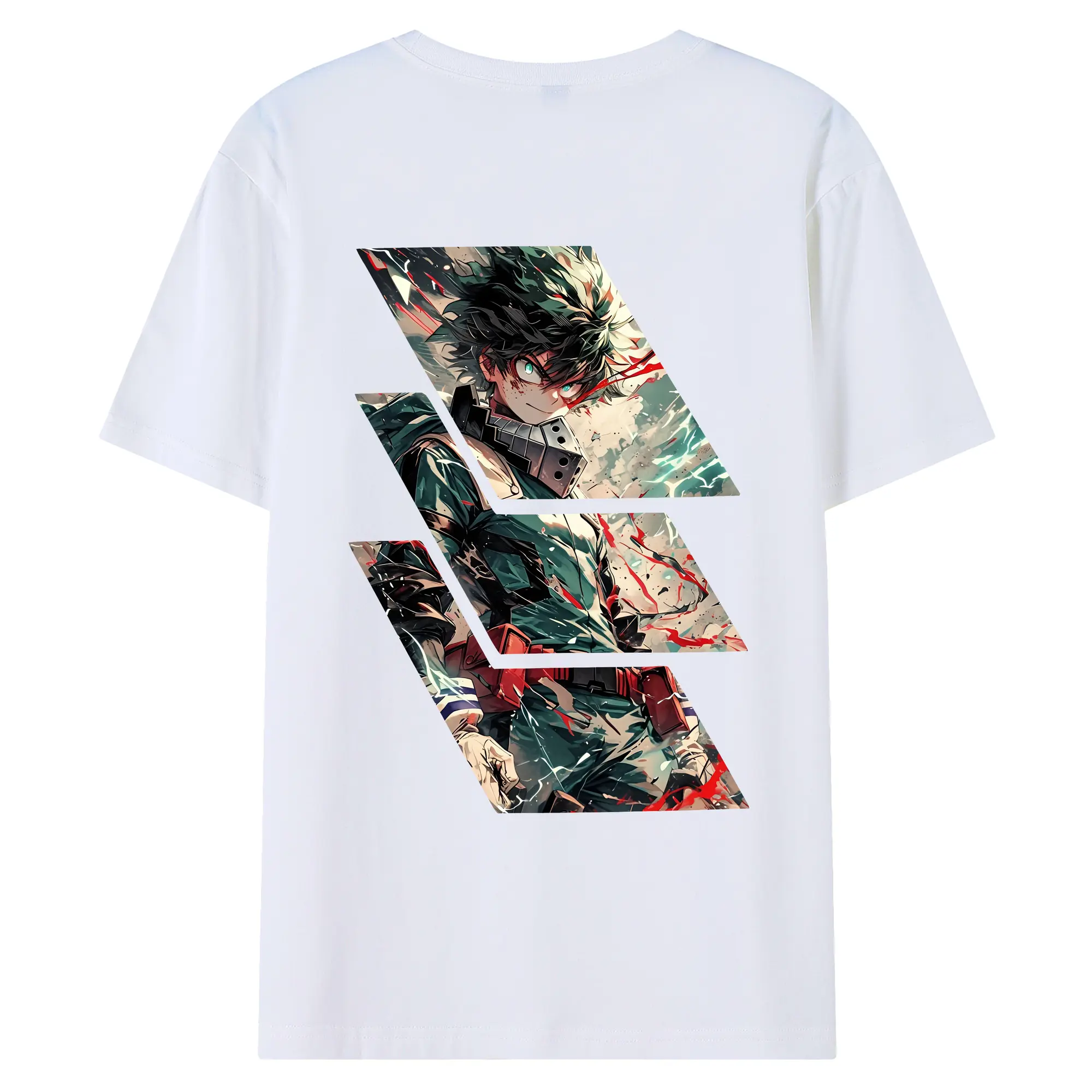 僕のヒーローアカデミア グッズ,緑谷出久 - 綿100％ 半袖Tシャツ ・ バックプリント ・ 快適 通気性 ・ 日常使い 散歩 スポーツ用