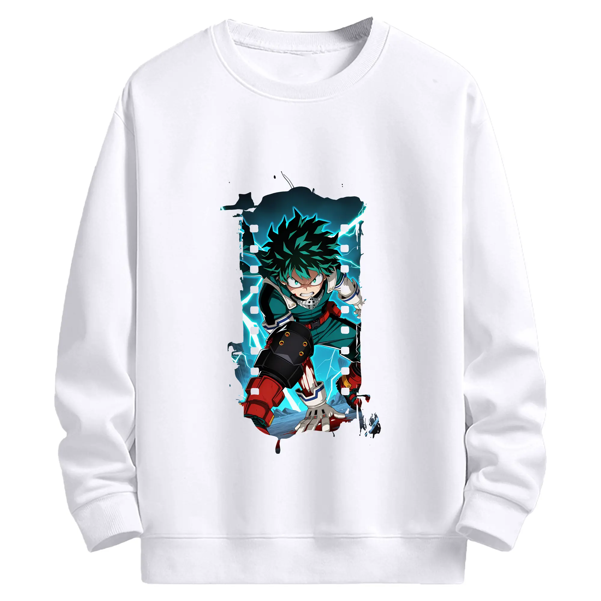 僕のヒーローアカデミア グッズ,緑谷出久 - 高品質 クルーネック スウェット ・ コットン59％ ポリエステル41％ ・ ユニセックス 長袖 トレーナー ・ カジュアル デイリー スポーツ 散歩用