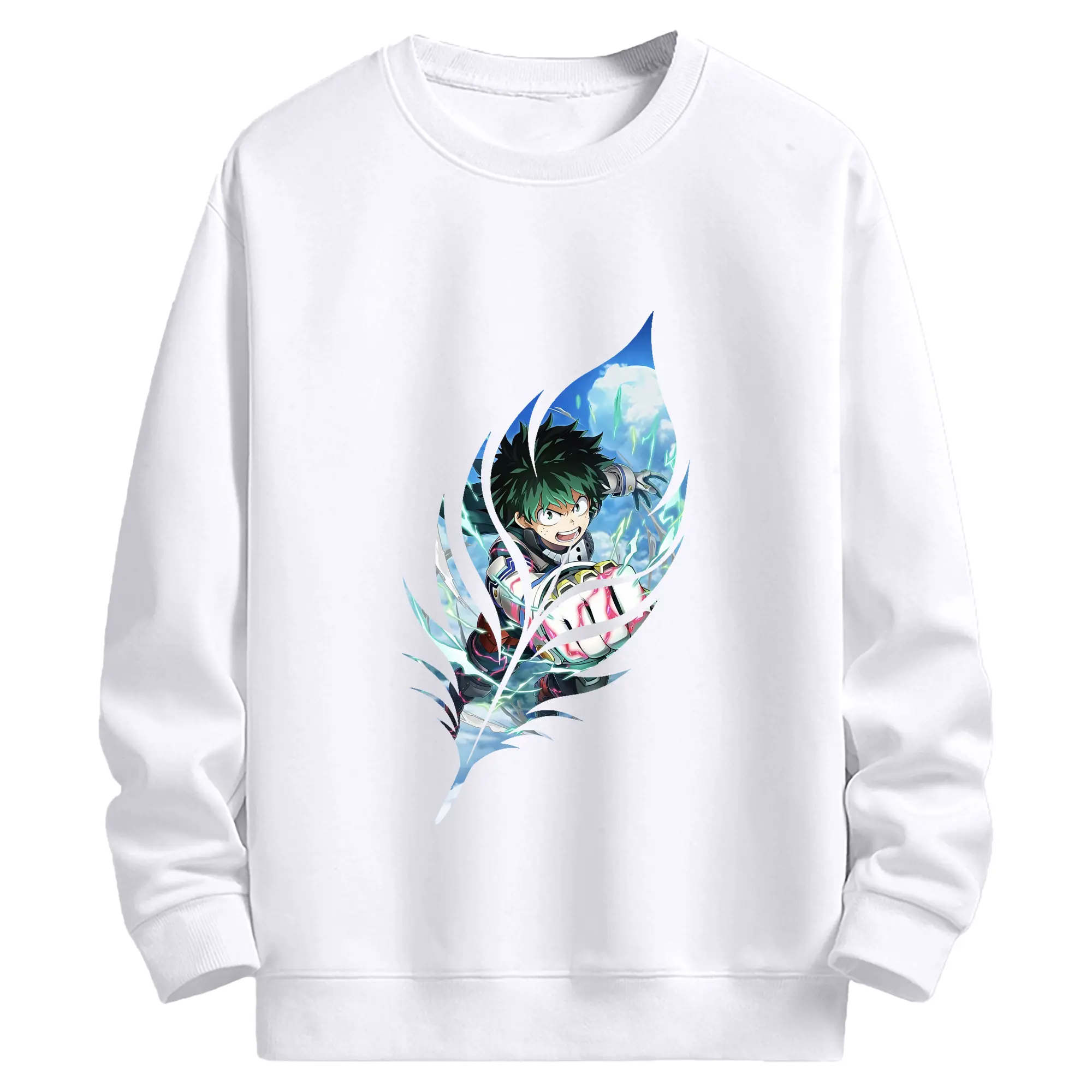 僕のヒーローアカデミア グッズ,緑谷出久 - 高品質 クルーネック スウェット ・ コットン59％ ポリエステル41％ ・ ユニセックス 長袖 トレーナー ・ カジュアル デイリー スポーツ 散歩用