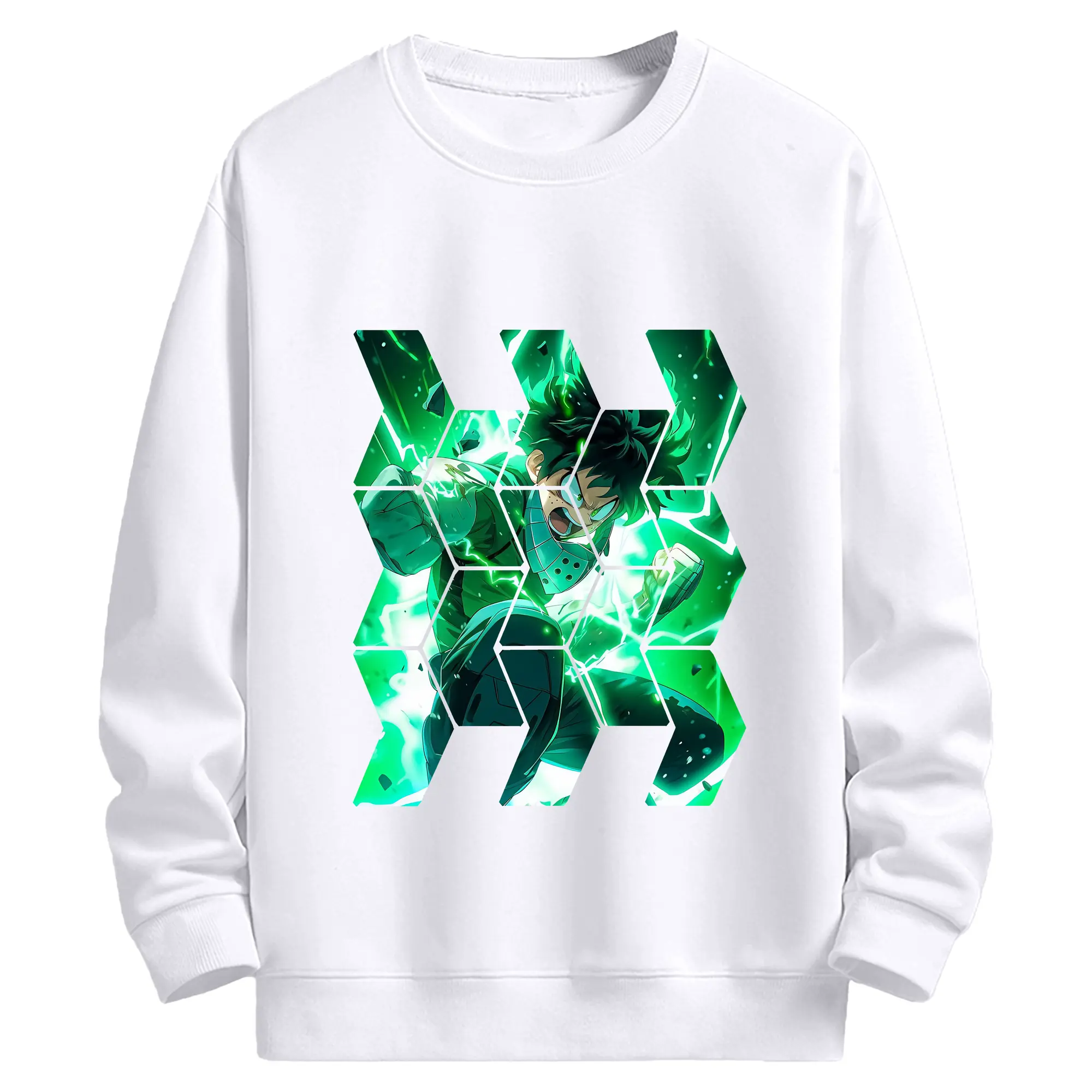 僕のヒーローアカデミア グッズ,緑谷出久 - 高品質 クルーネック スウェット ・ コットン59％ ポリエステル41％ ・ ユニセックス 長袖 トレーナー ・ カジュアル デイリー スポーツ 散歩用