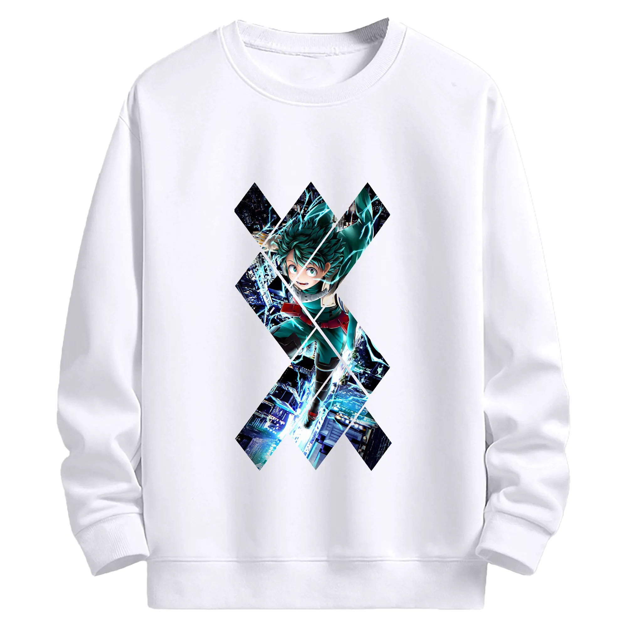 僕のヒーローアカデミア グッズ,緑谷出久 - 高品質 クルーネック スウェット ・ コットン59％ ポリエステル41％ ・ ユニセックス 長袖 トレーナー ・ カジュアル デイリー スポーツ 散歩用