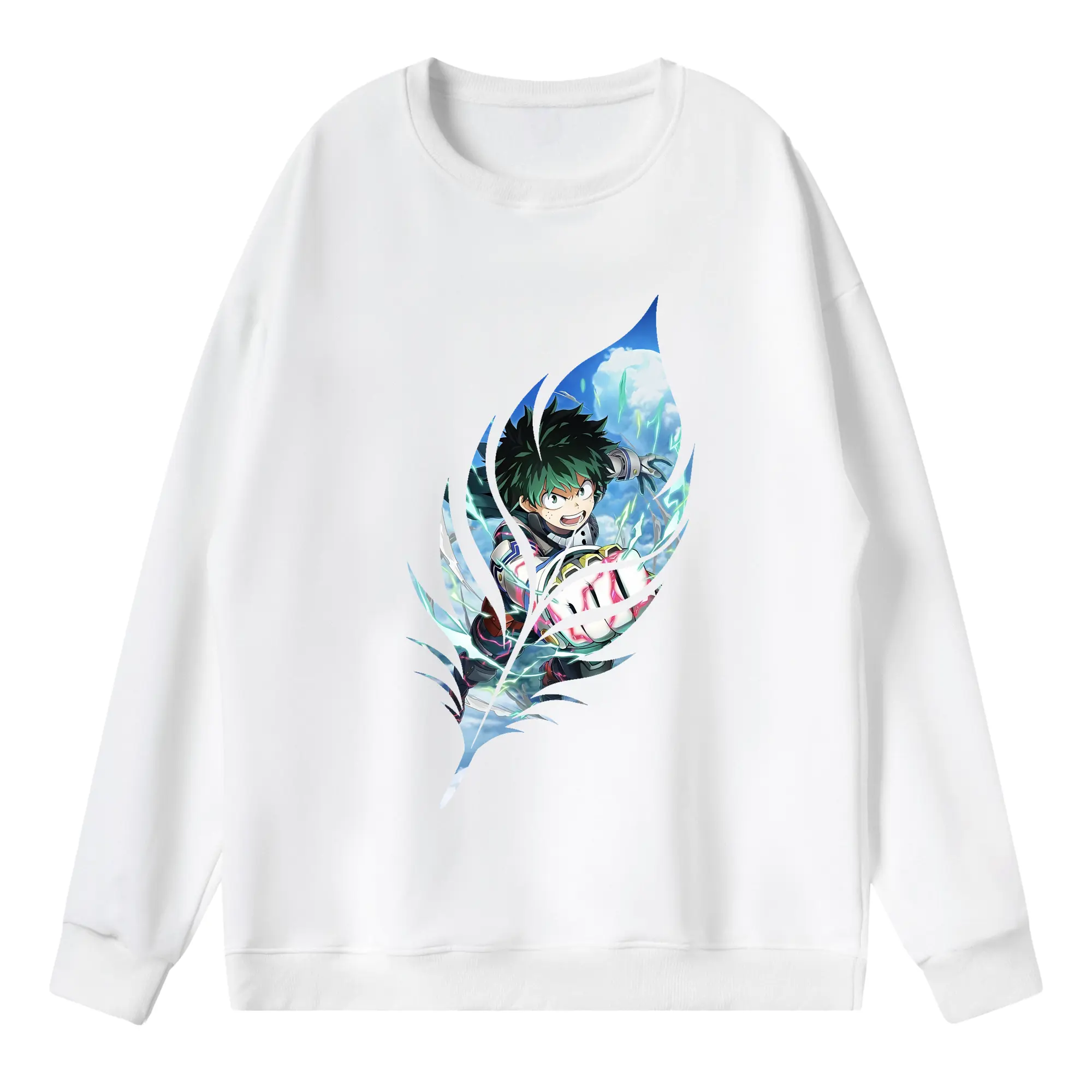 僕のヒーローアカデミア グッズ,緑谷出久 - 薄手 クルーネック スウェット 裏毛260g · ポリエステル 春秋向け カジュアル 男女兼用 · トレーナー デイリー スポーツ 散歩に最適