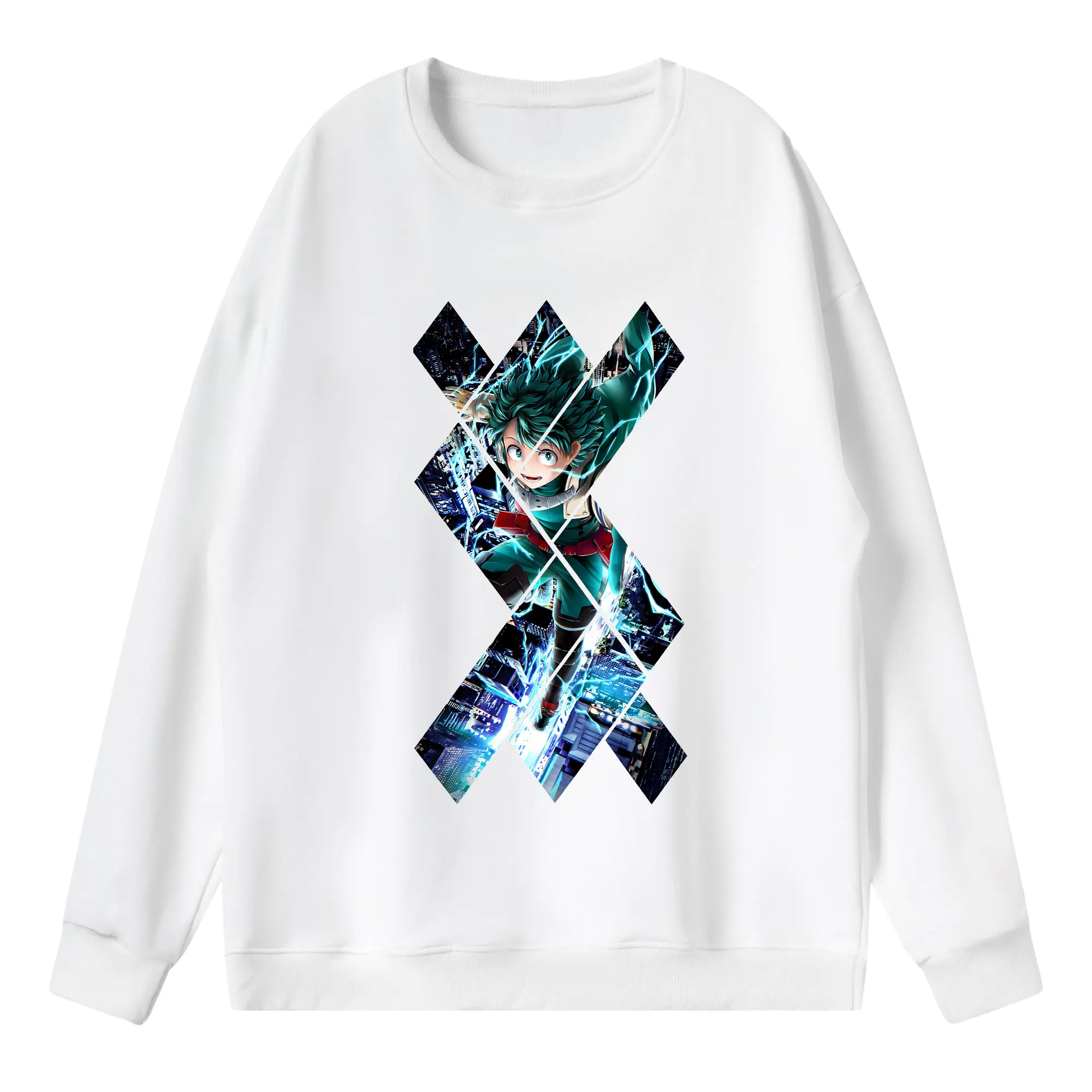 僕のヒーローアカデミア グッズ,緑谷出久 - 薄手 クルーネック スウェット 裏毛260g · ポリエステル 春秋向け カジュアル 男女兼用 · トレーナー デイリー スポーツ 散歩に最適