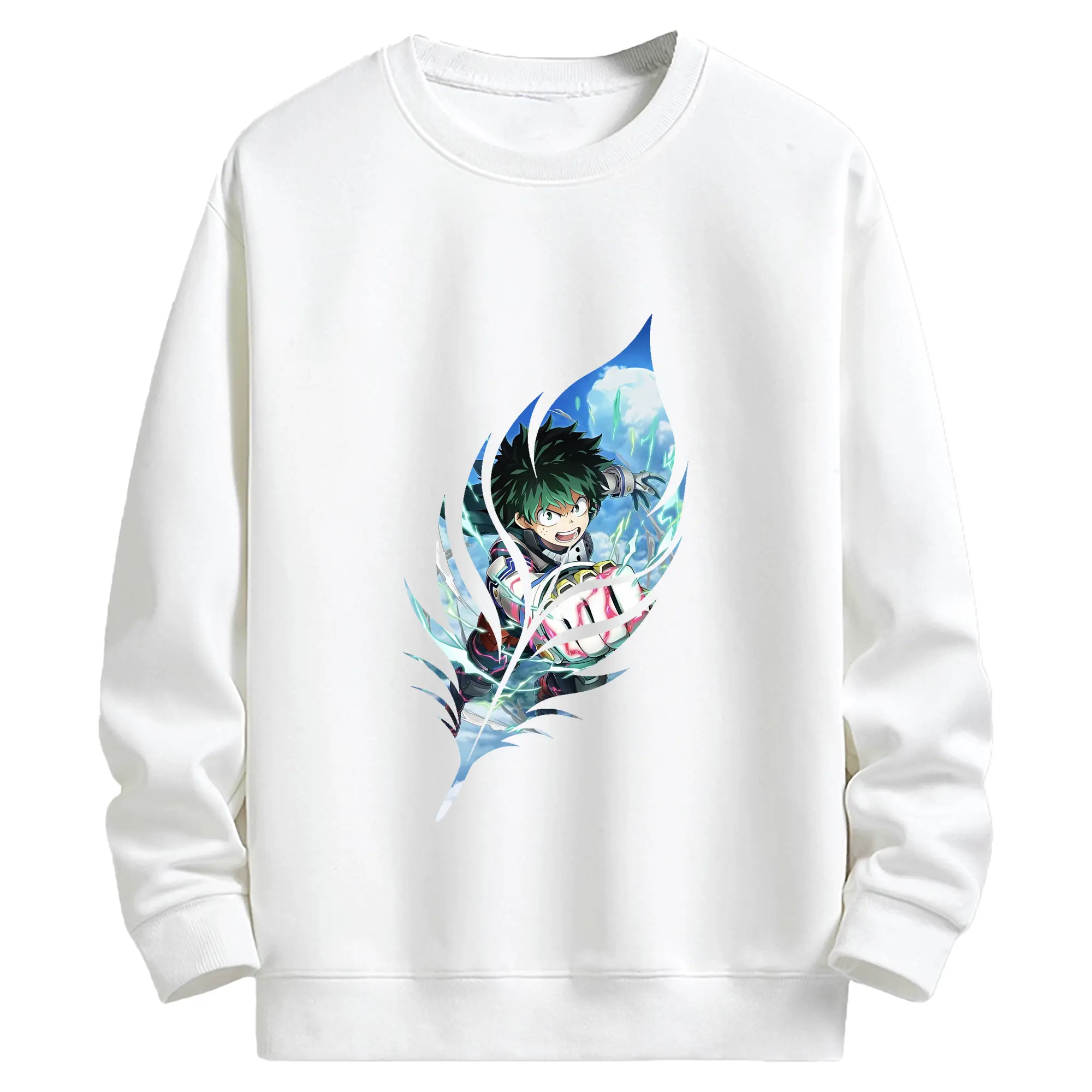 僕のヒーローアカデミア グッズ,緑谷出久 - キッズ クルーネックスウェットシャツ ・ フロントプリント ・ 綿80％ ポリエステル20％ ・ 快適 通学 スポーツ 日常使い お散歩用