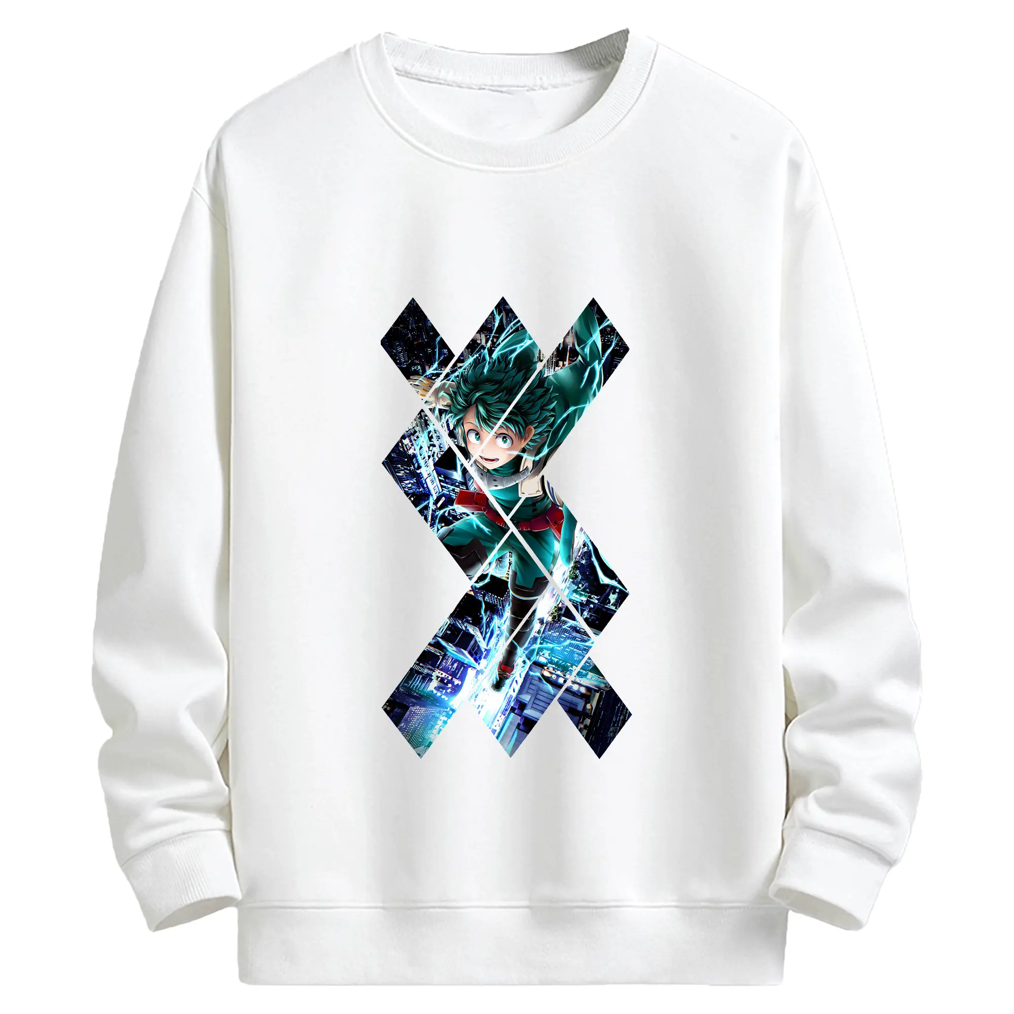 僕のヒーローアカデミア グッズ,緑谷出久 - キッズ クルーネックスウェットシャツ ・ フロントプリント ・ 綿80％ ポリエステル20％ ・ 快適 通学 スポーツ 日常使い お散歩用