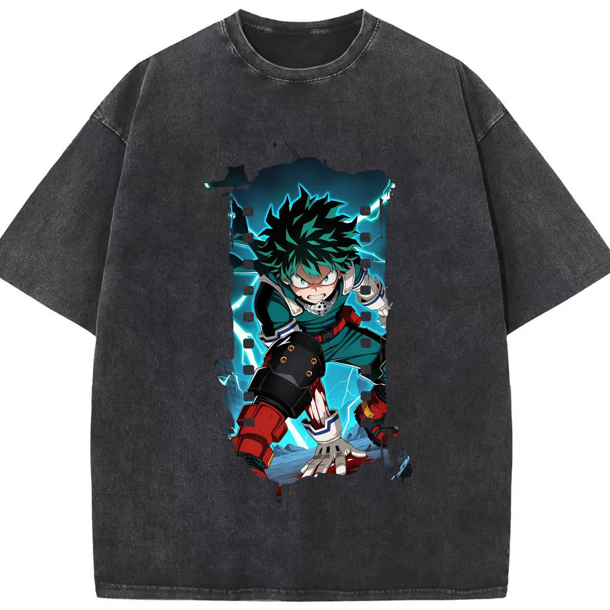 僕のヒーローアカデミア グッズ,緑谷出久 - 綿100％ ヴィンテージ風 半袖Tシャツ ・ フロントプリント ・ 柔らか肌触り ・ 通気性 快適 ・ スポーツ カジュアル 外出用